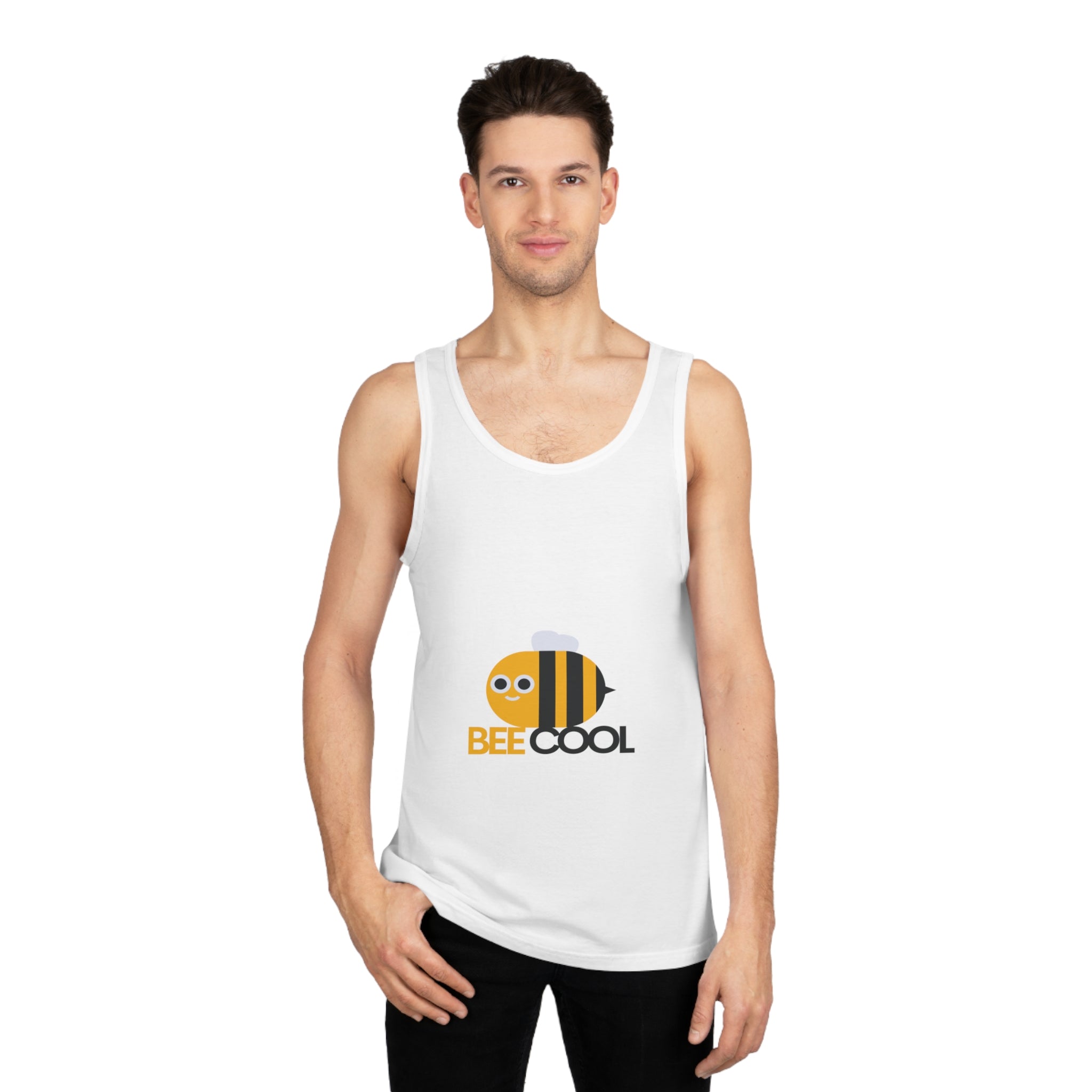 Bee Cool Unisex Softstyle™ Tank Top, Summer Wear, Gift for Bee Lovers, Cute Bee Tank, Funny Bee Message - Goat Corp