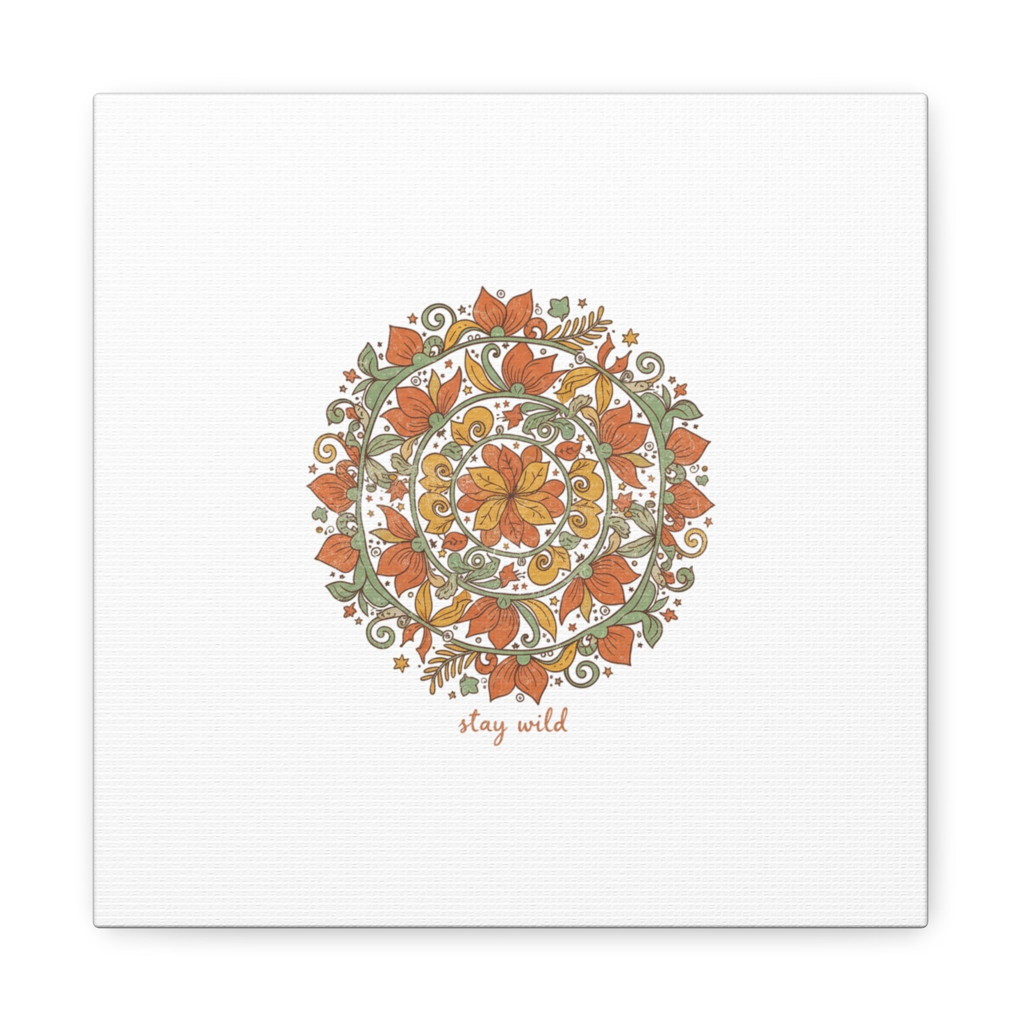 Stay Wild Mandala Canvas, Boho Paisley Wall Art | Artisanal Boho Print