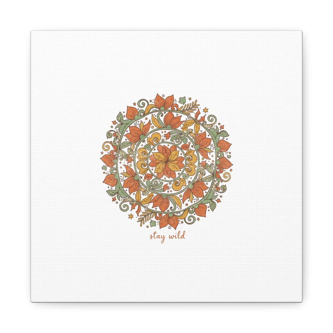Stay Wild Mandala Canvas, Boho Paisley Wall Art | Artisanal Boho Print