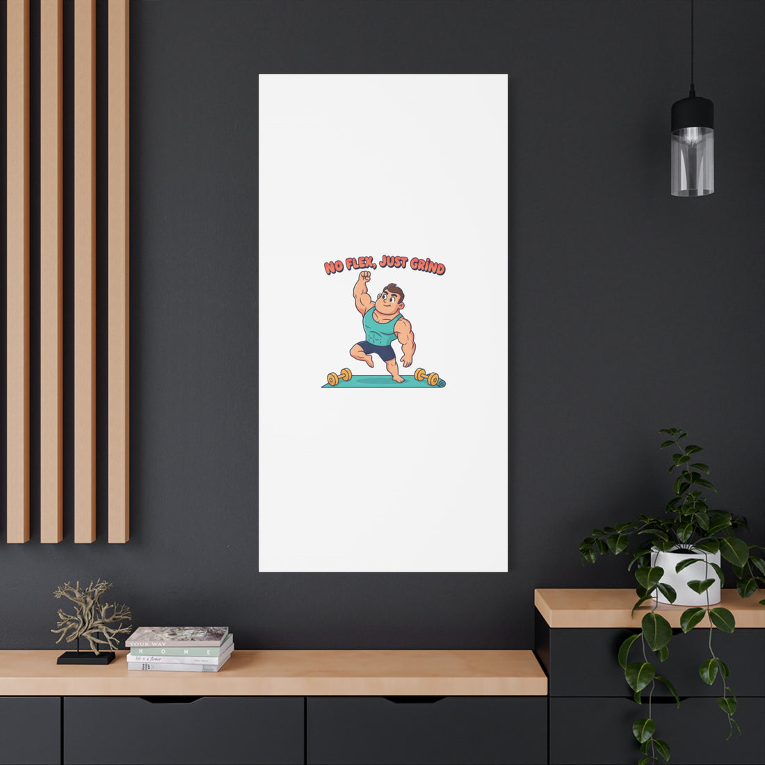 No Flex Just Grind canvas, Gymtimidation humor wall art | start small fitness décor