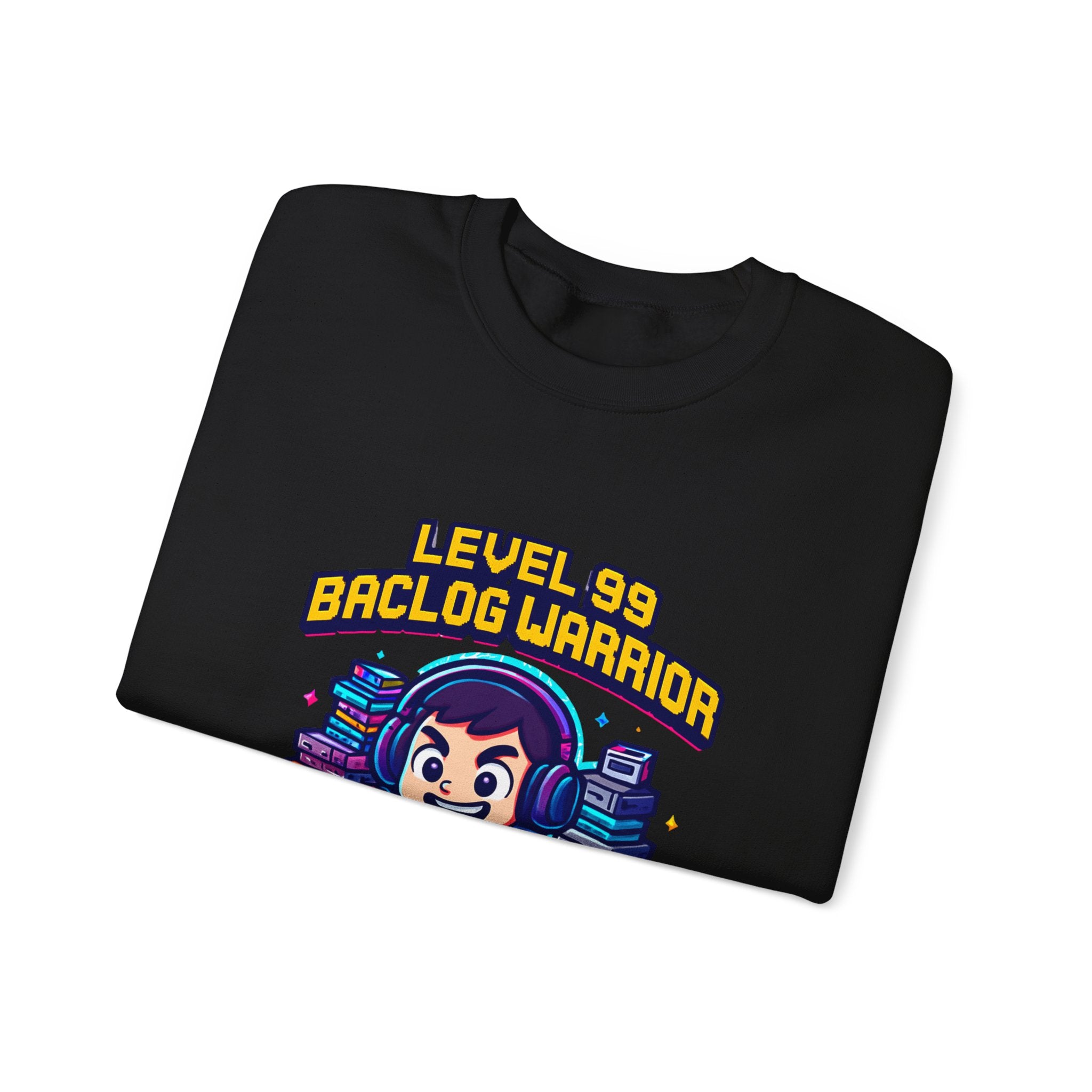 Level 99 Backlog Warrior Crewneck Sweatshirt – Gamer Retro Console Graphic