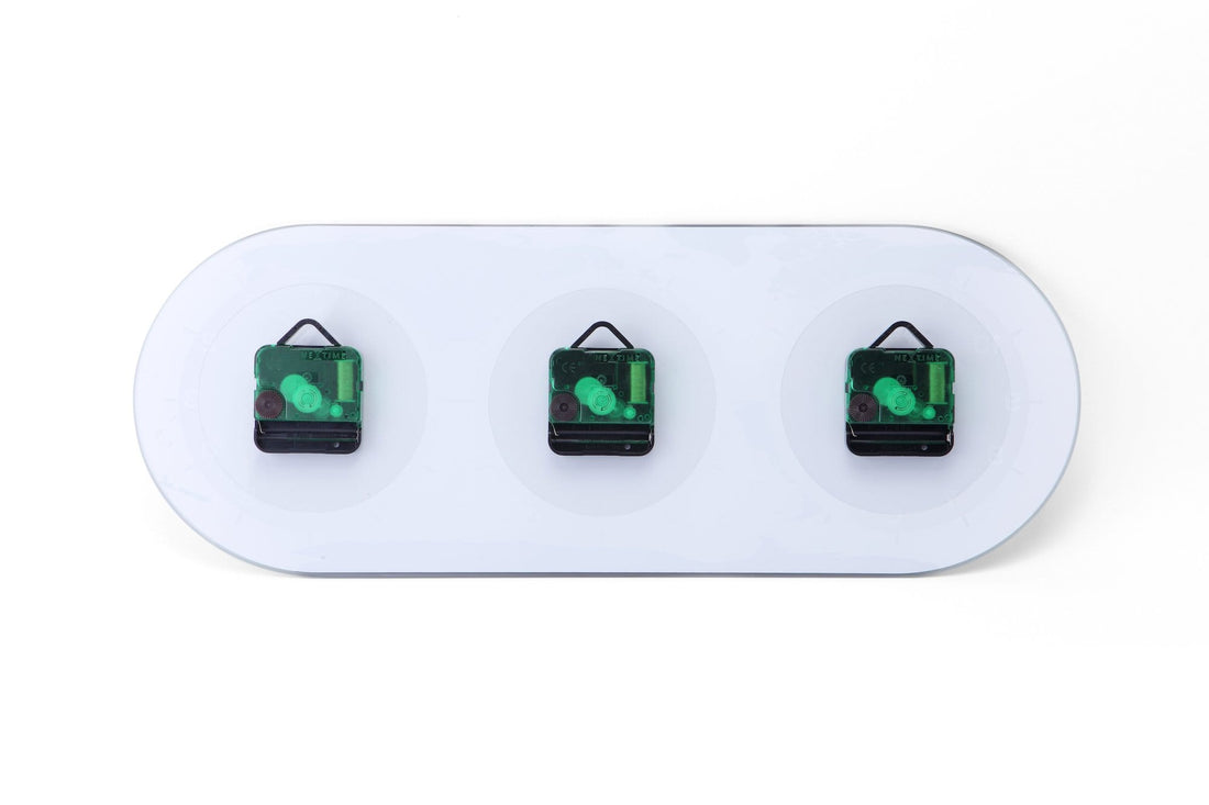 Wall clock - 50 x 18.6 x 3.6 cm - Glass - World time clock- 'Mondial' - Goat Corp