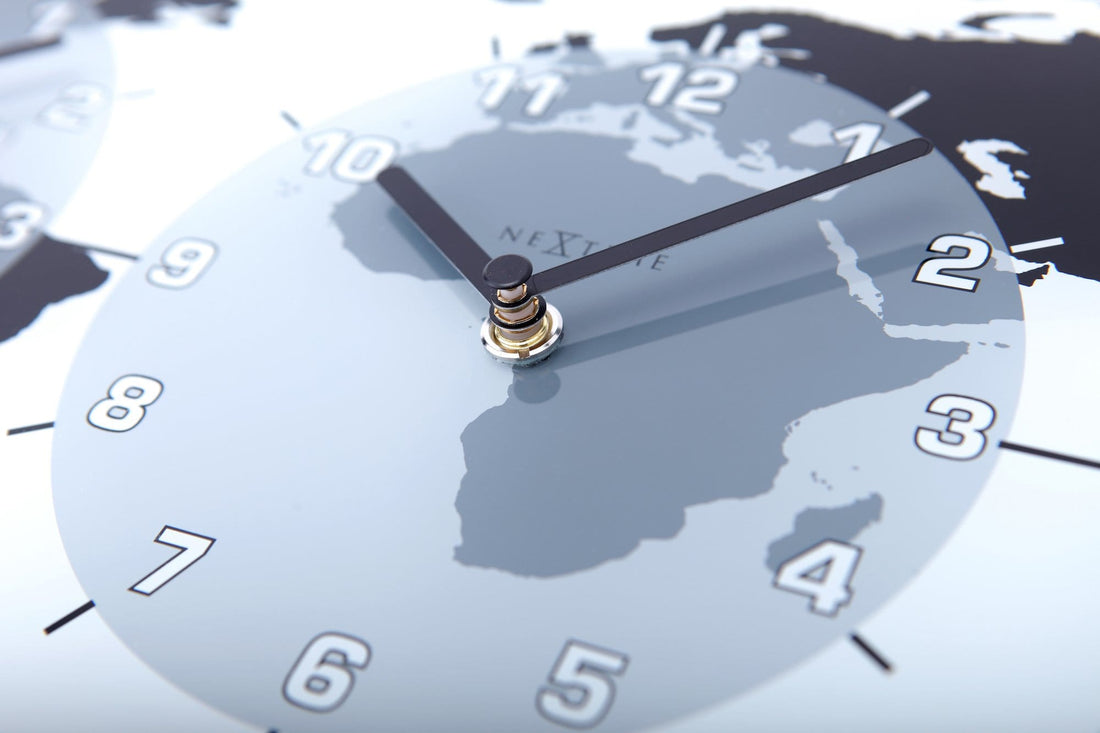 Wall clock - 50 x 18.6 x 3.6 cm - Glass - World time clock- 'Mondial' - Goat Corp