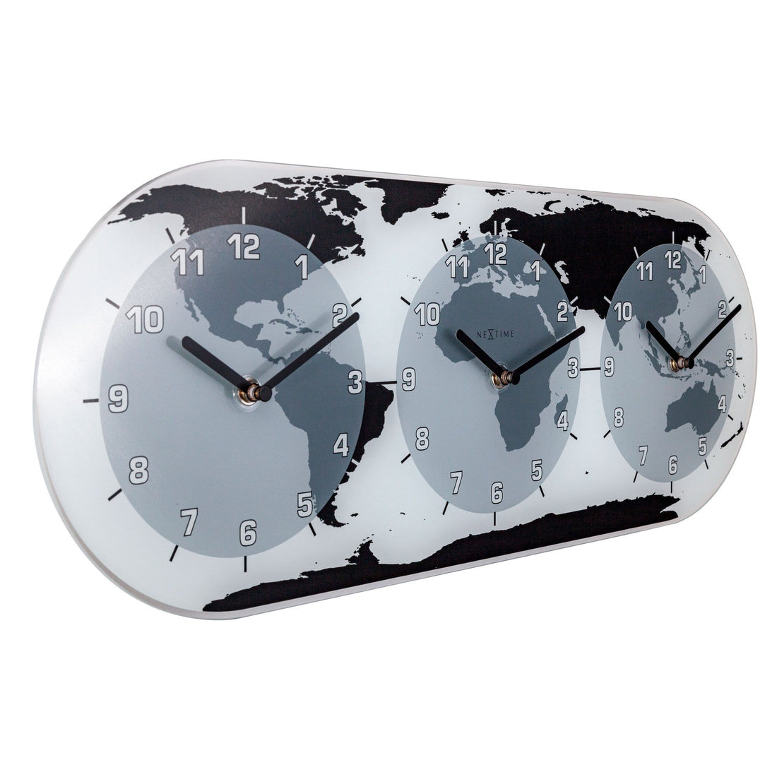 Wall clock - 50 x 18.6 x 3.6 cm - Glass - World time clock- 'Mondial' - Goat Corp