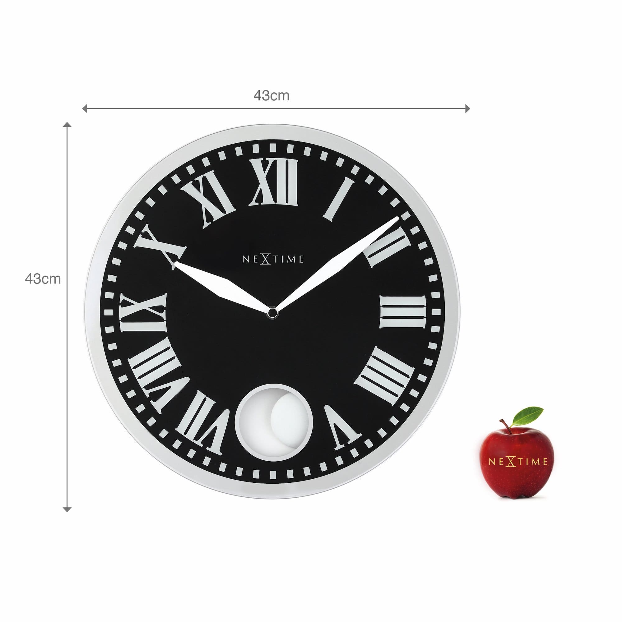 Wall clock - 43 x 4.2 cm - Glass - 'Romana' - Goat Corp