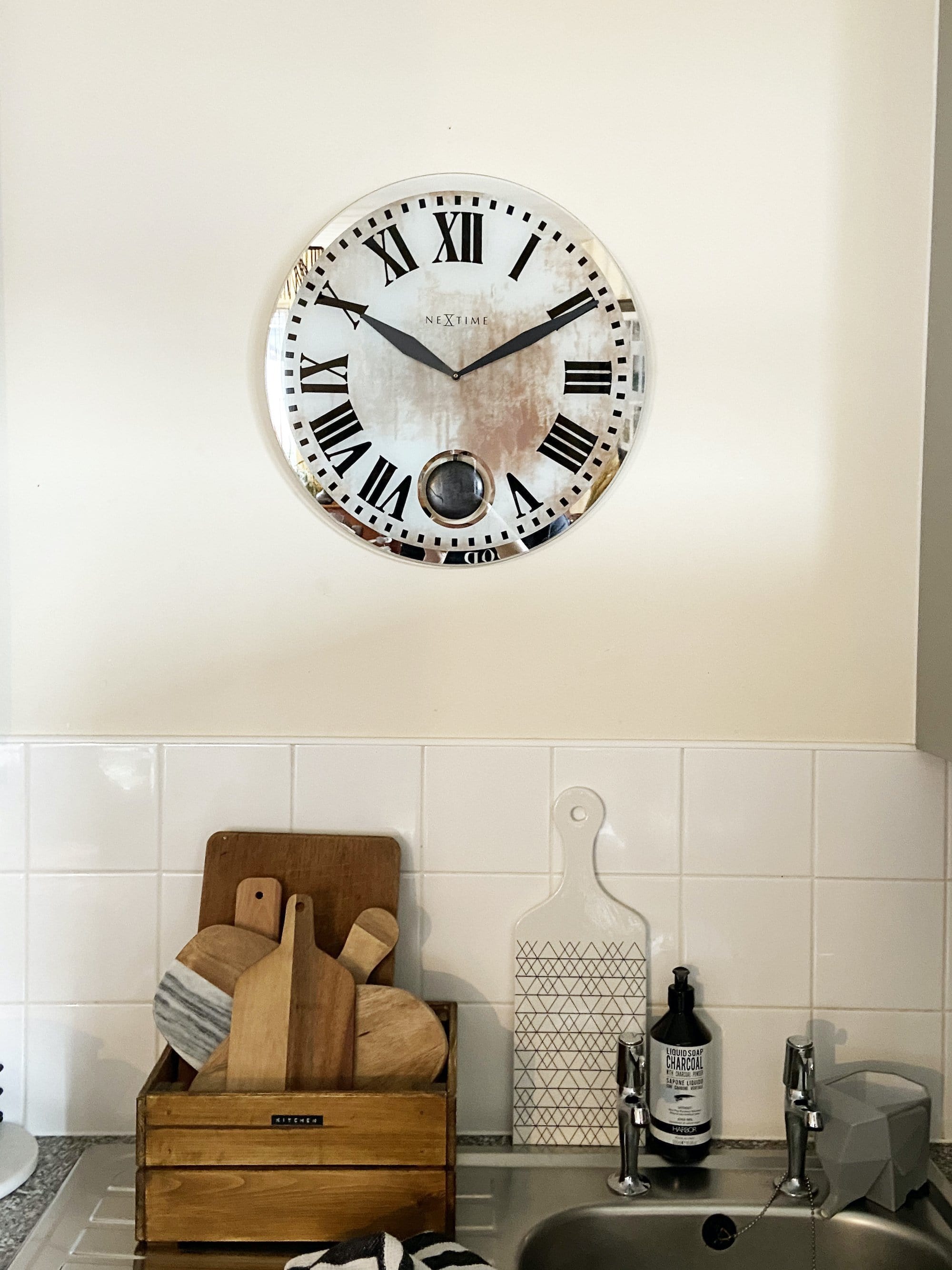 Wall clock - 43 x 4.2 cm - Glass - 'Romana' - Goat Corp