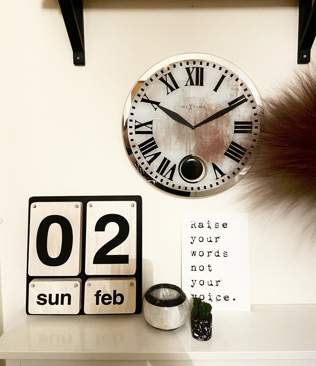 Wall clock - 43 x 4.2 cm - Glass - 'Romana' - Goat Corp