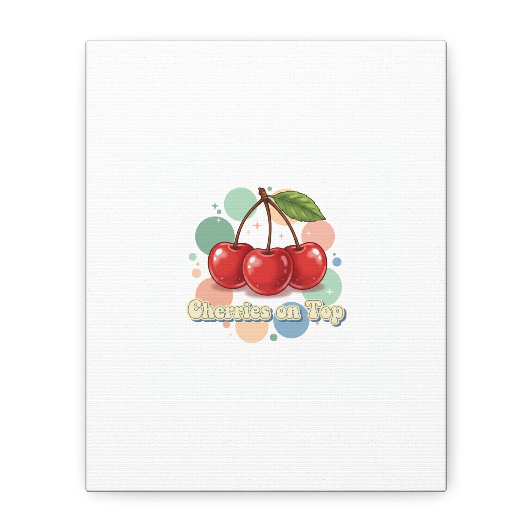Cherries on Top Canvas | Retro Kawaii Fruit Wall Art