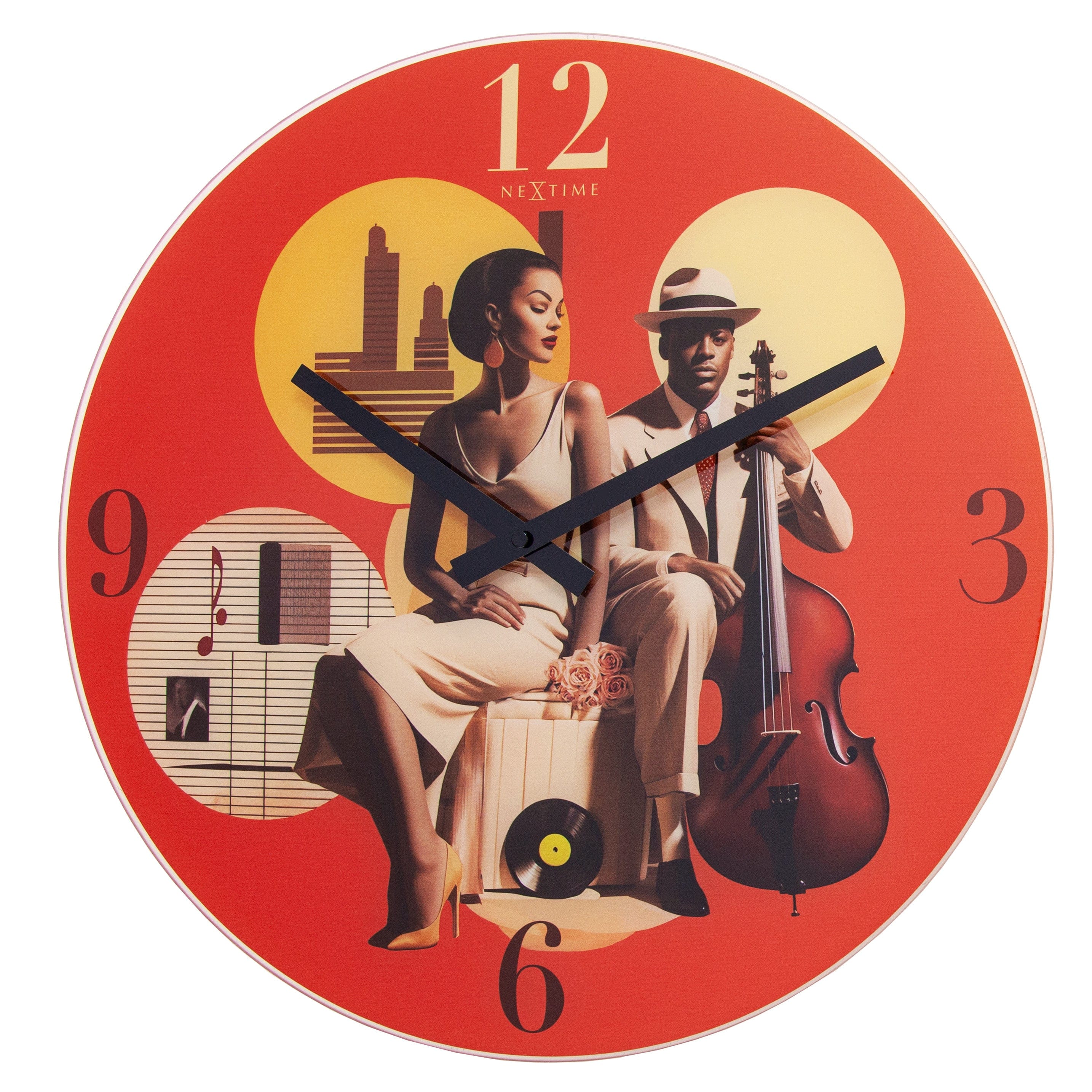 Wall clock - 43cm - Silent - Multicolour - Glass - 'Jazz' - Goat Corp