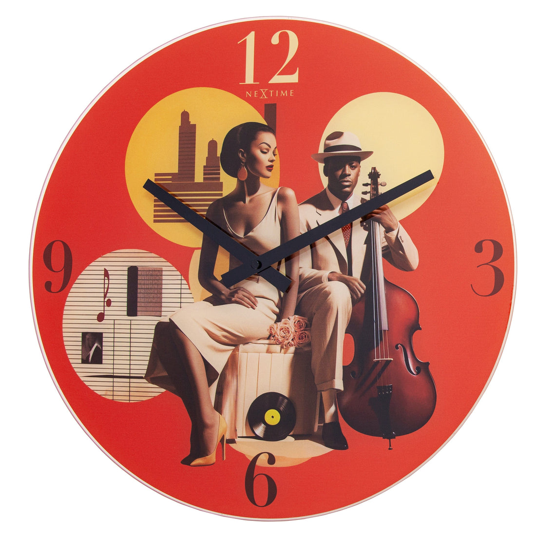 Wall clock - 43cm - Silent - Multicolour - Glass - 'Jazz' - Goat Corp
