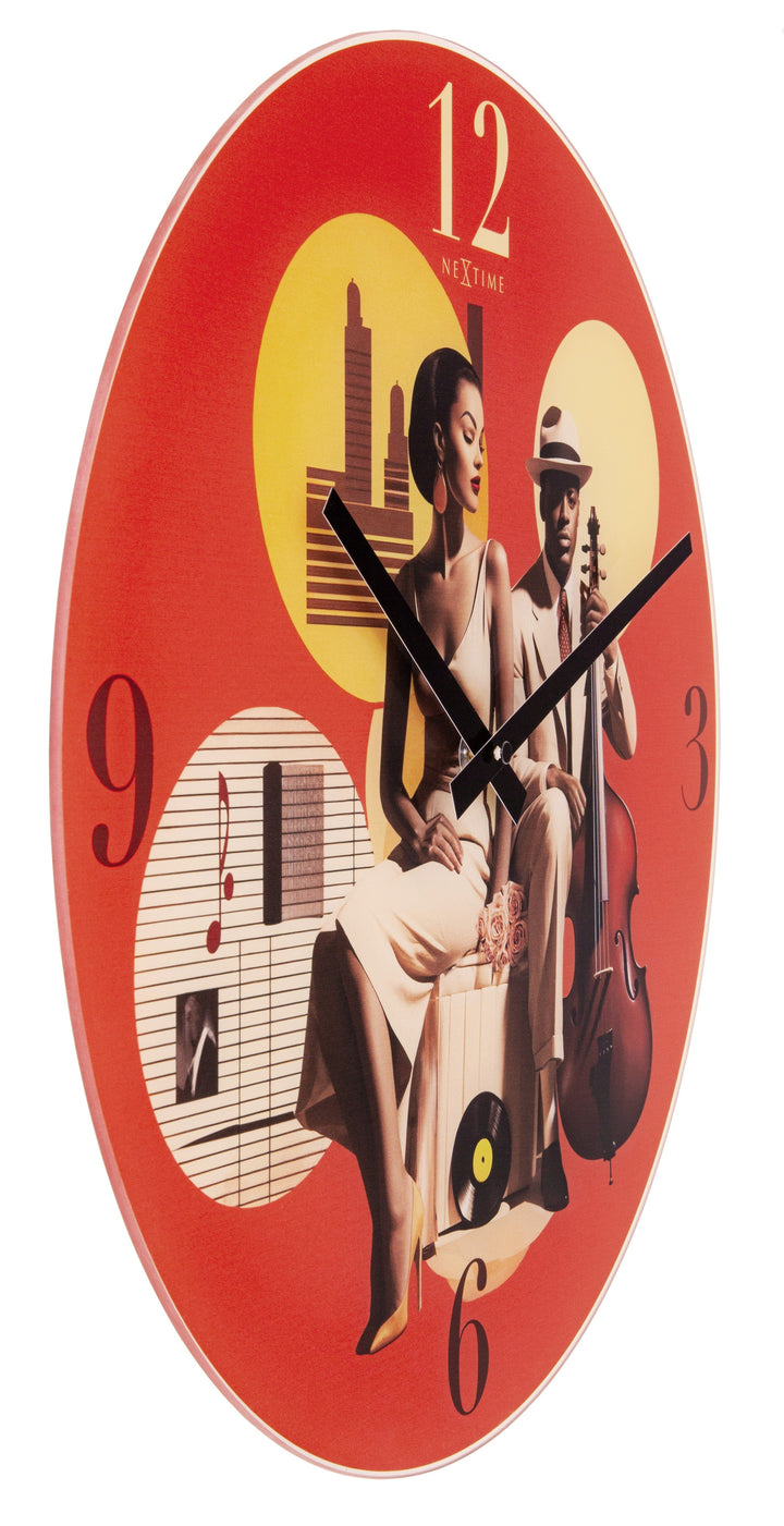 Wall clock - 43cm - Silent - Multicolour - Glass - 'Jazz' - Goat Corp