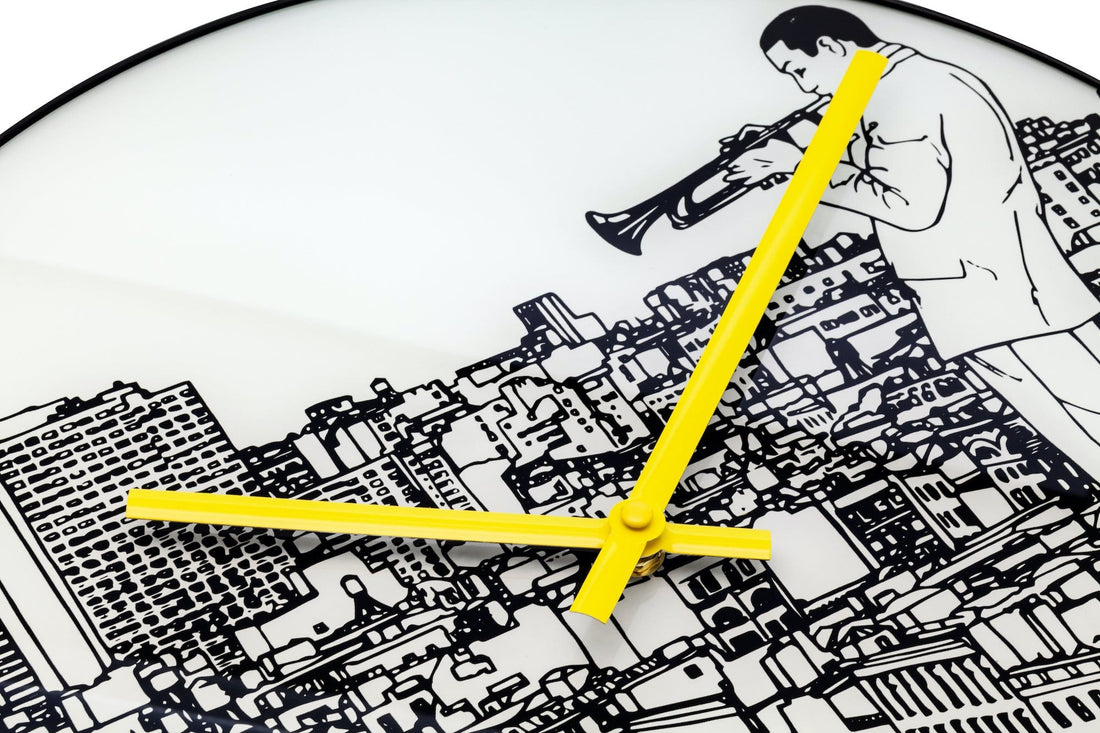 Wall clock -  40 cm - Glass / Metal - Trumpet City - Goat Corp