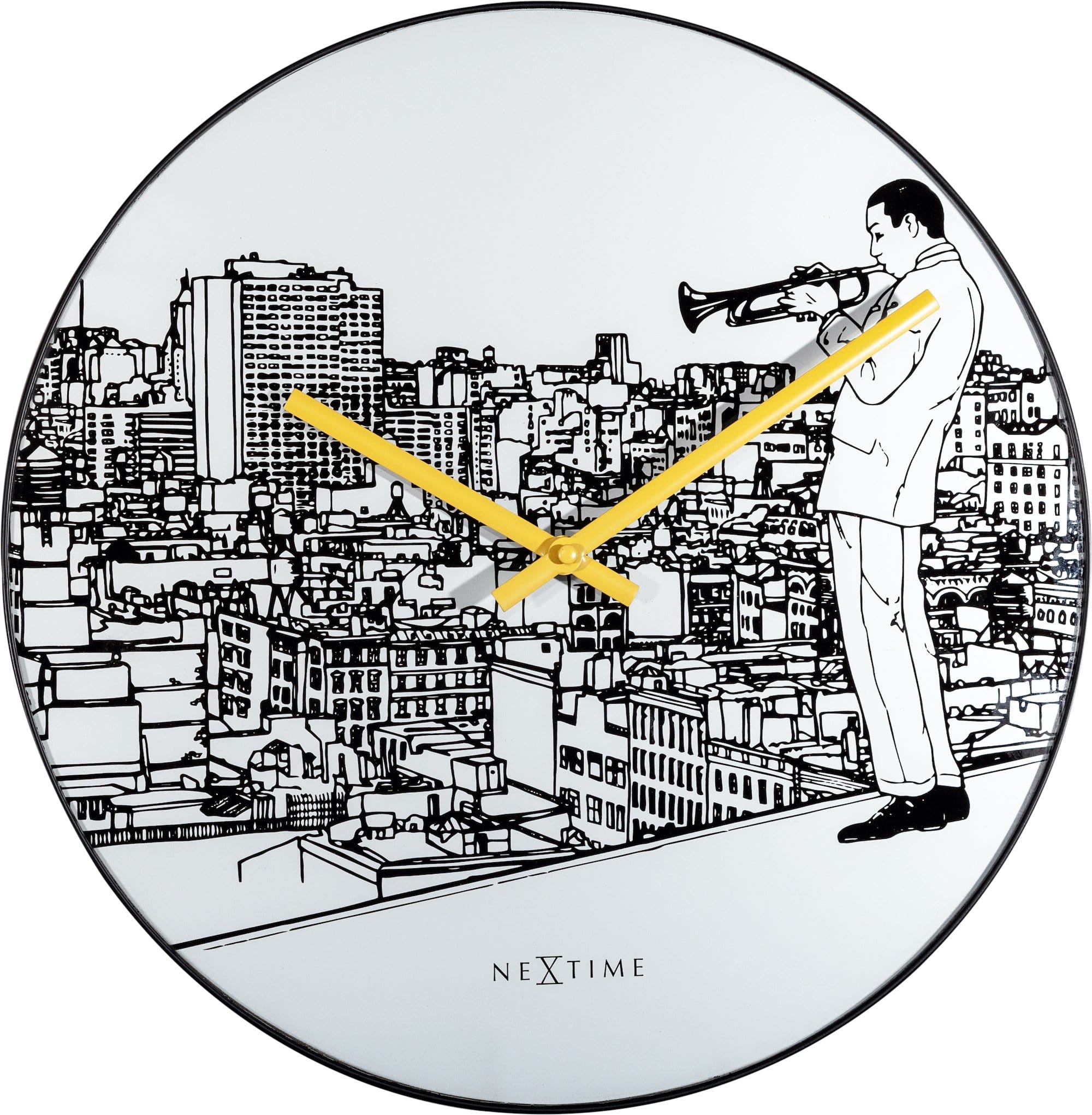 Wall clock -  40 cm - Glass / Metal - Trumpet City - Goat Corp
