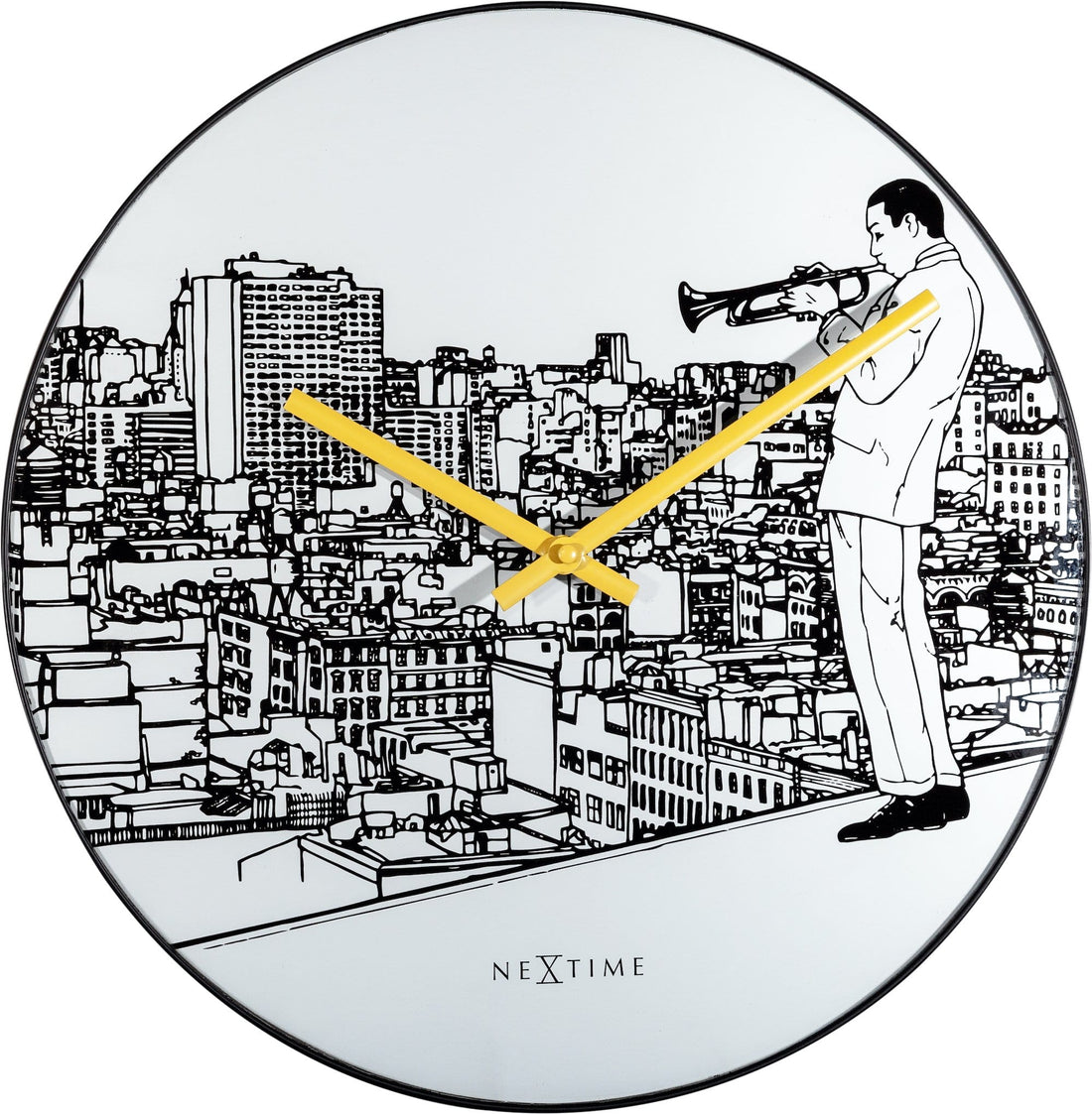 Wall clock -  40 cm - Glass / Metal - Trumpet City - Goat Corp