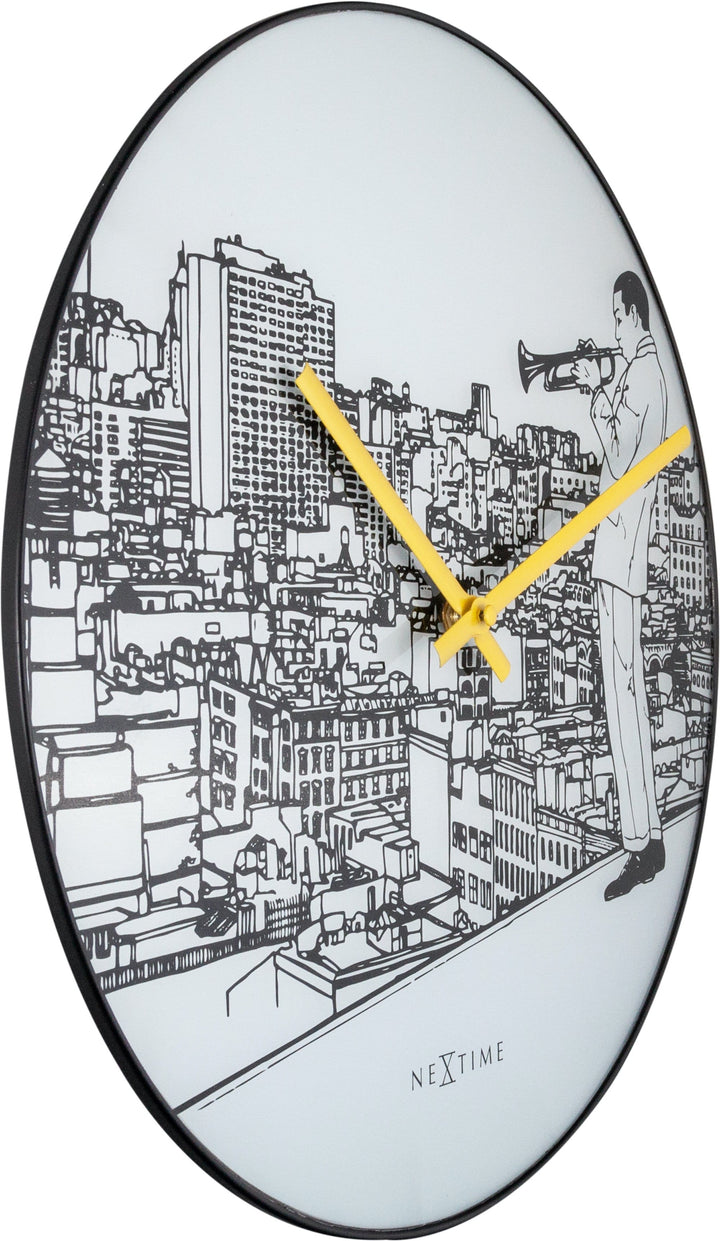 Wall clock -  40 cm - Glass / Metal - Trumpet City - Goat Corp