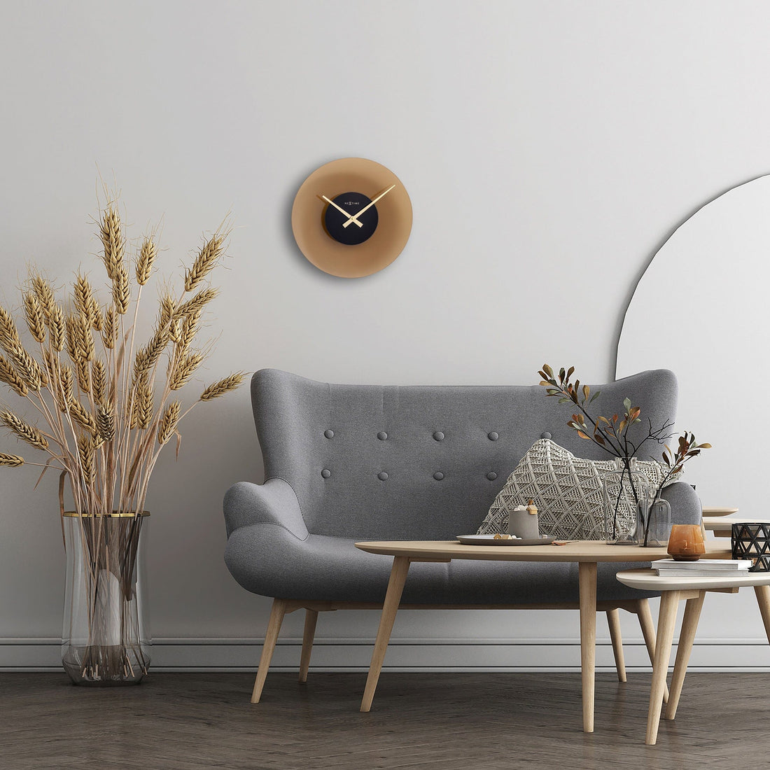 Wall Clock 40cm - Silent - Glass - "Float" - Goat Corp