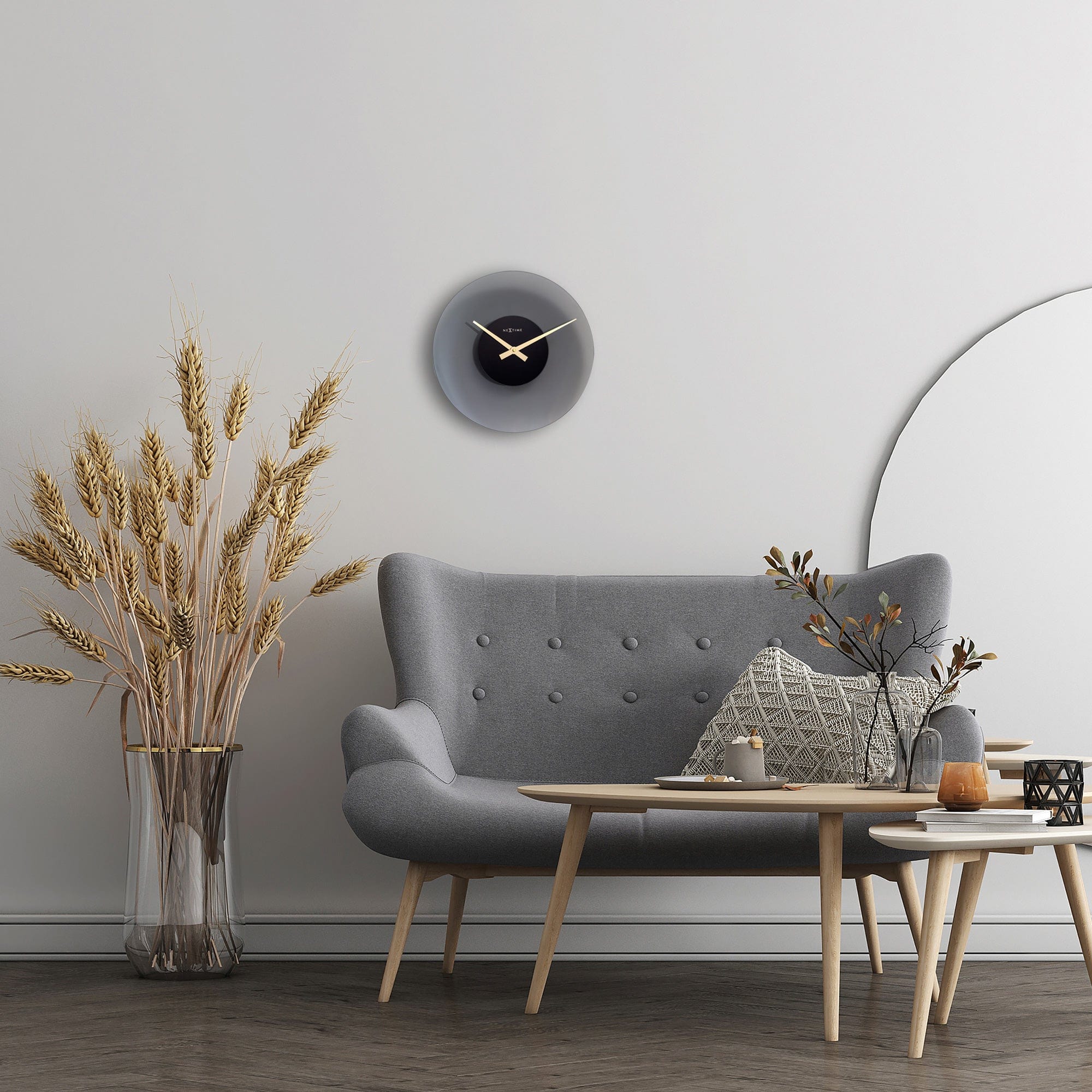 Wall Clock 40cm - Silent - Glass - "Float" - Goat Corp