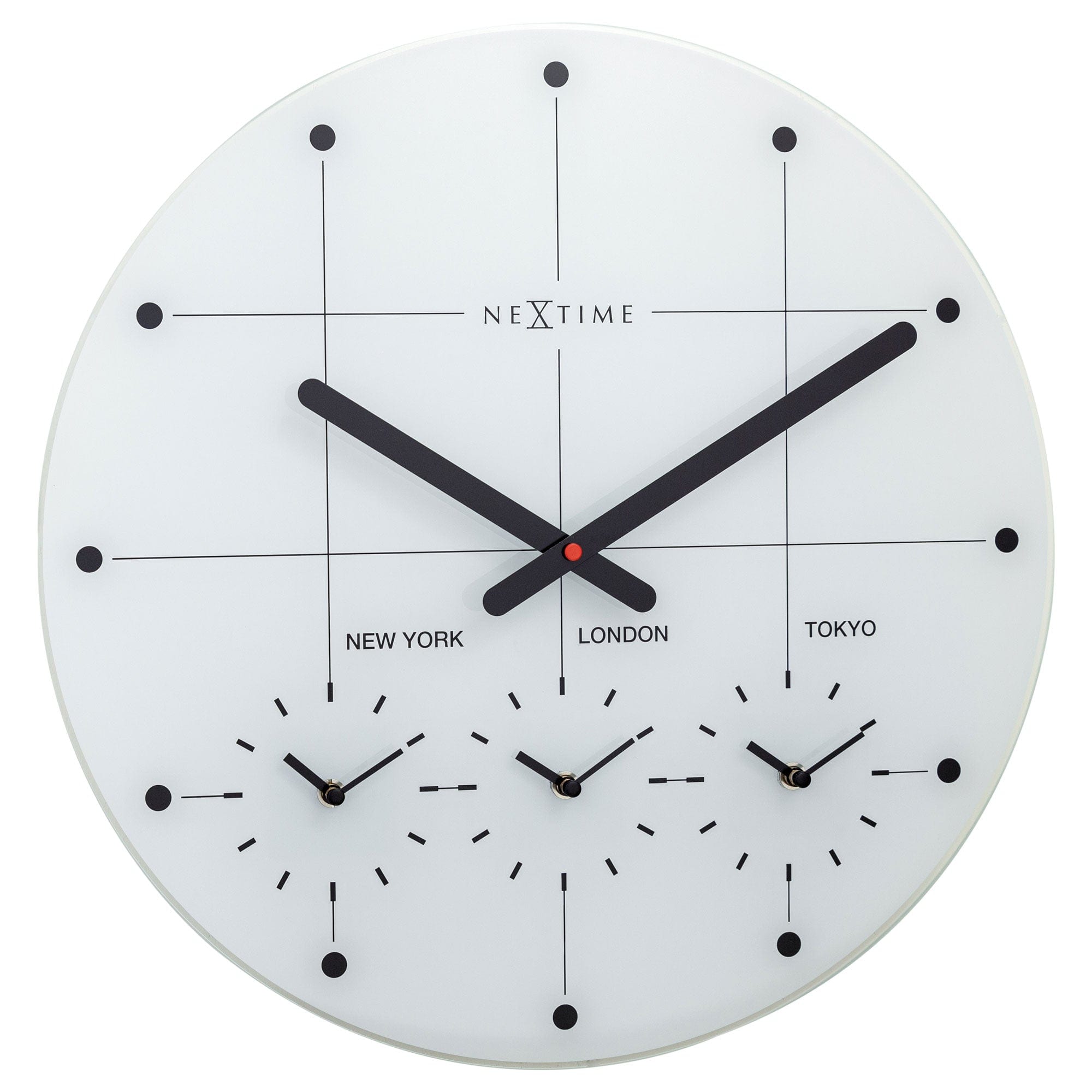 Wall Clock 43cm - Silent - Glass - "Big City" - Goat Corp