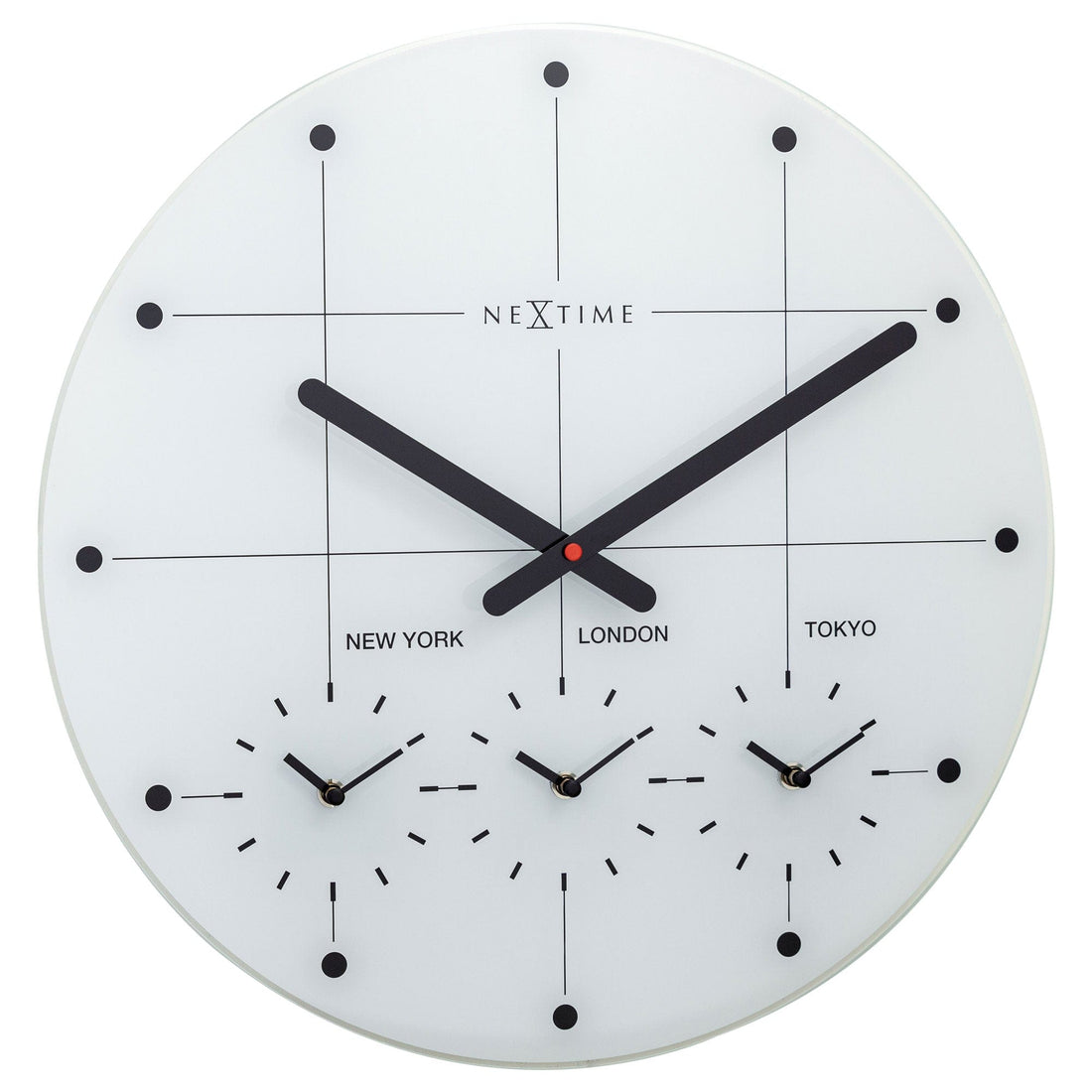 Wall Clock 43cm - Silent - Glass - "Big City" - Goat Corp