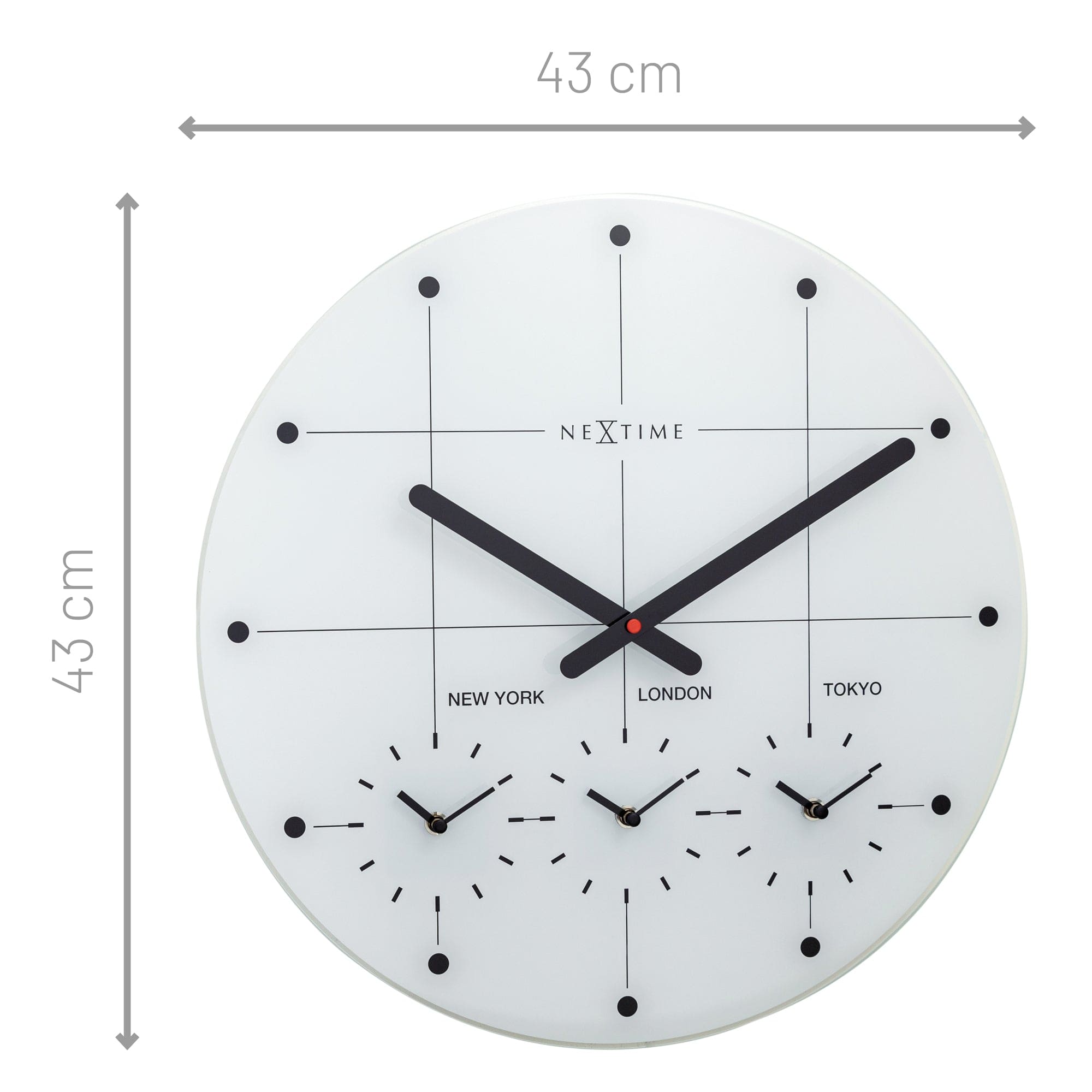 Wall Clock 43cm - Silent - Glass - "Big City" - Goat Corp
