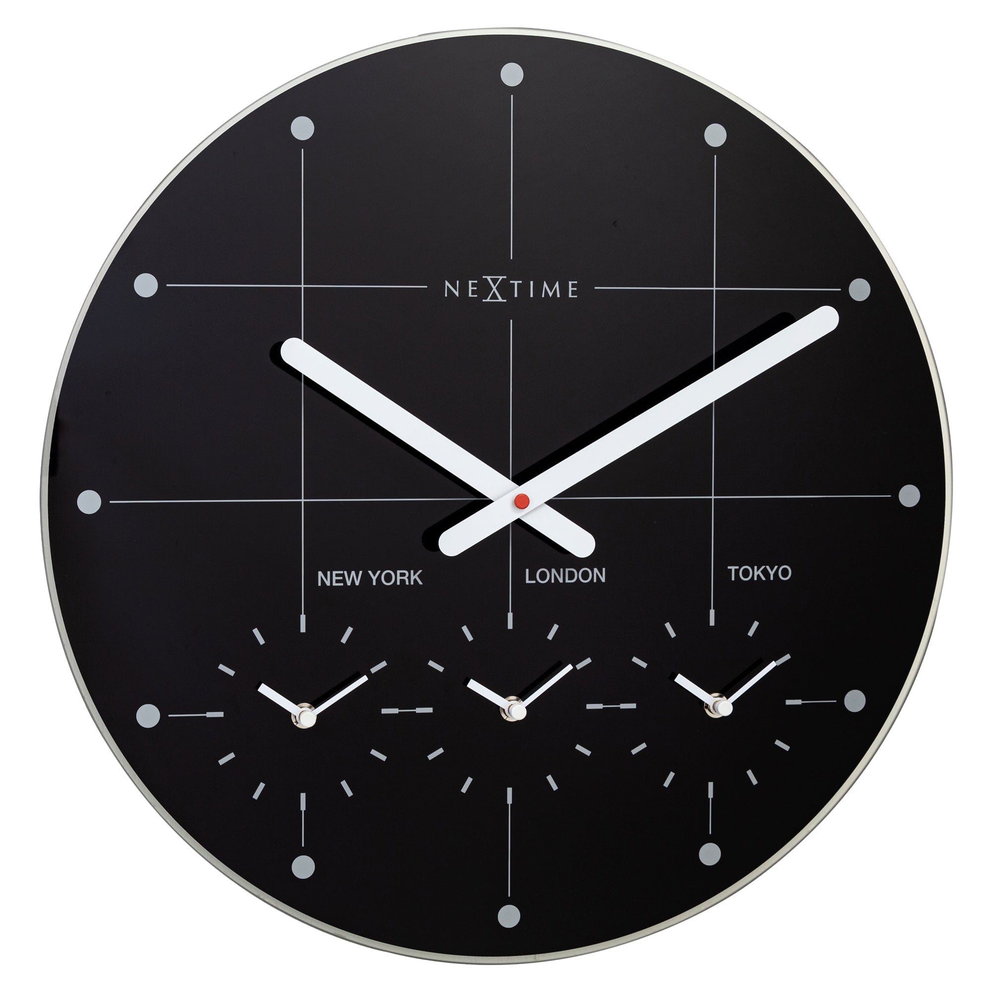 Wall Clock 43cm - Silent - Glass - "Big City" - Goat Corp