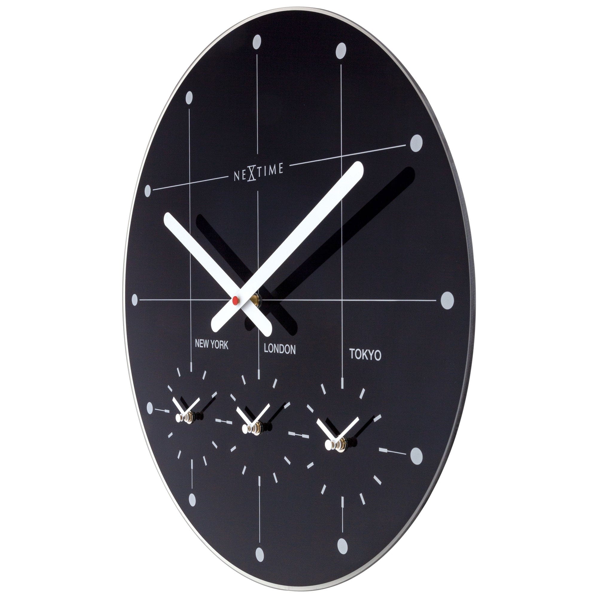 Wall Clock 43cm - Silent - Glass - "Big City" - Goat Corp