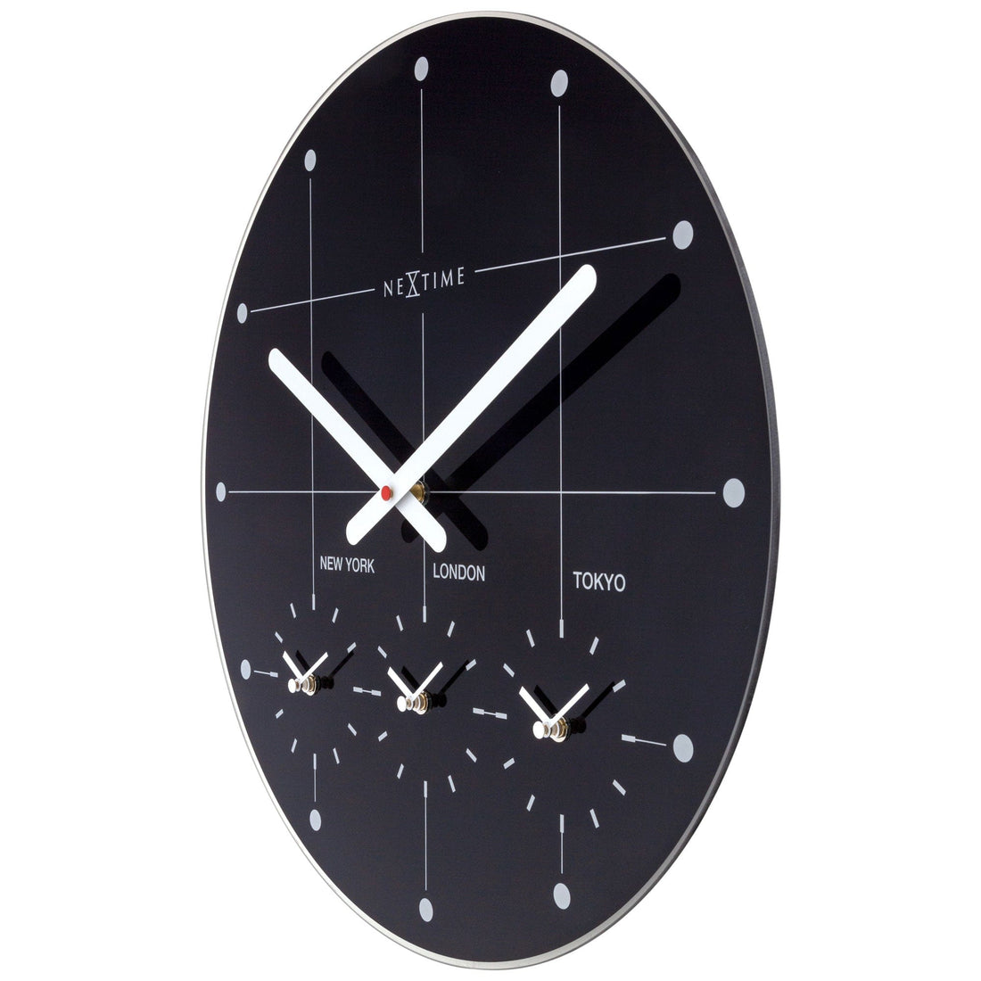 Wall Clock 43cm - Silent - Glass - "Big City" - Goat Corp