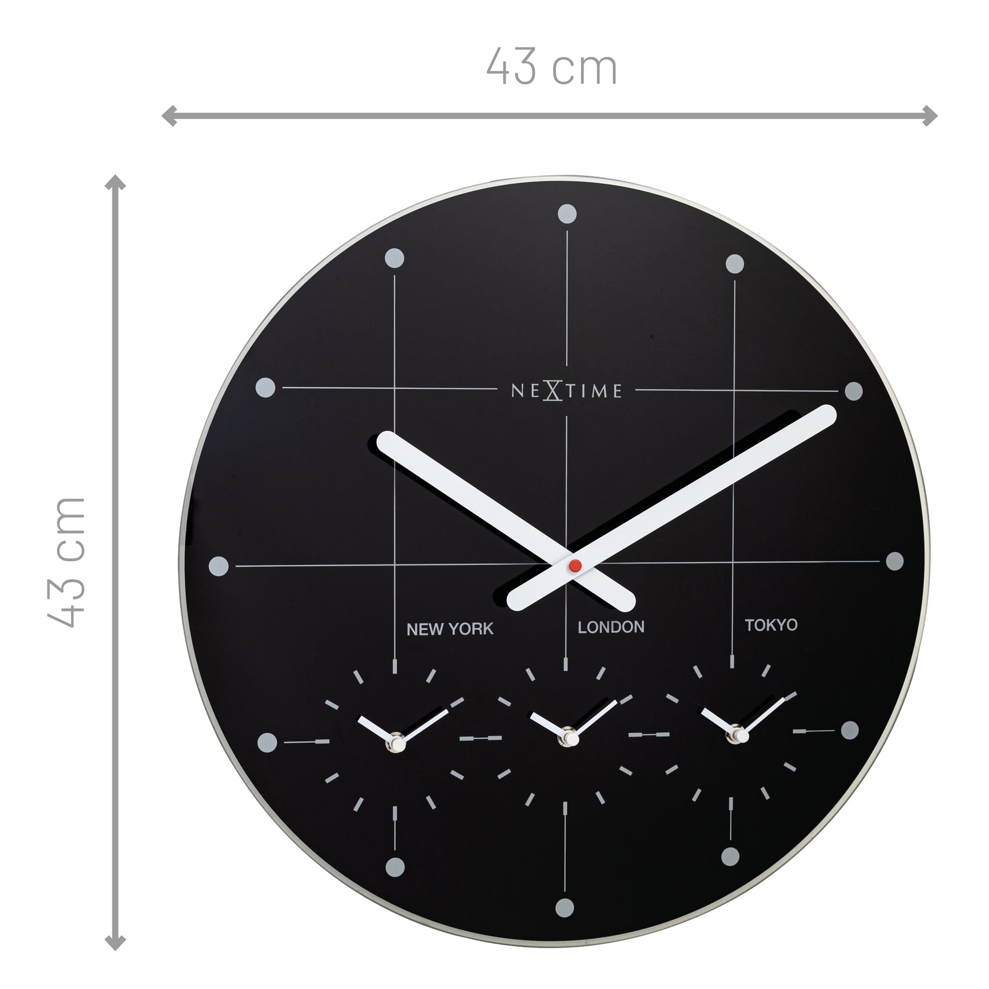 Wall Clock 43cm - Silent - Glass - "Big City" - Goat Corp