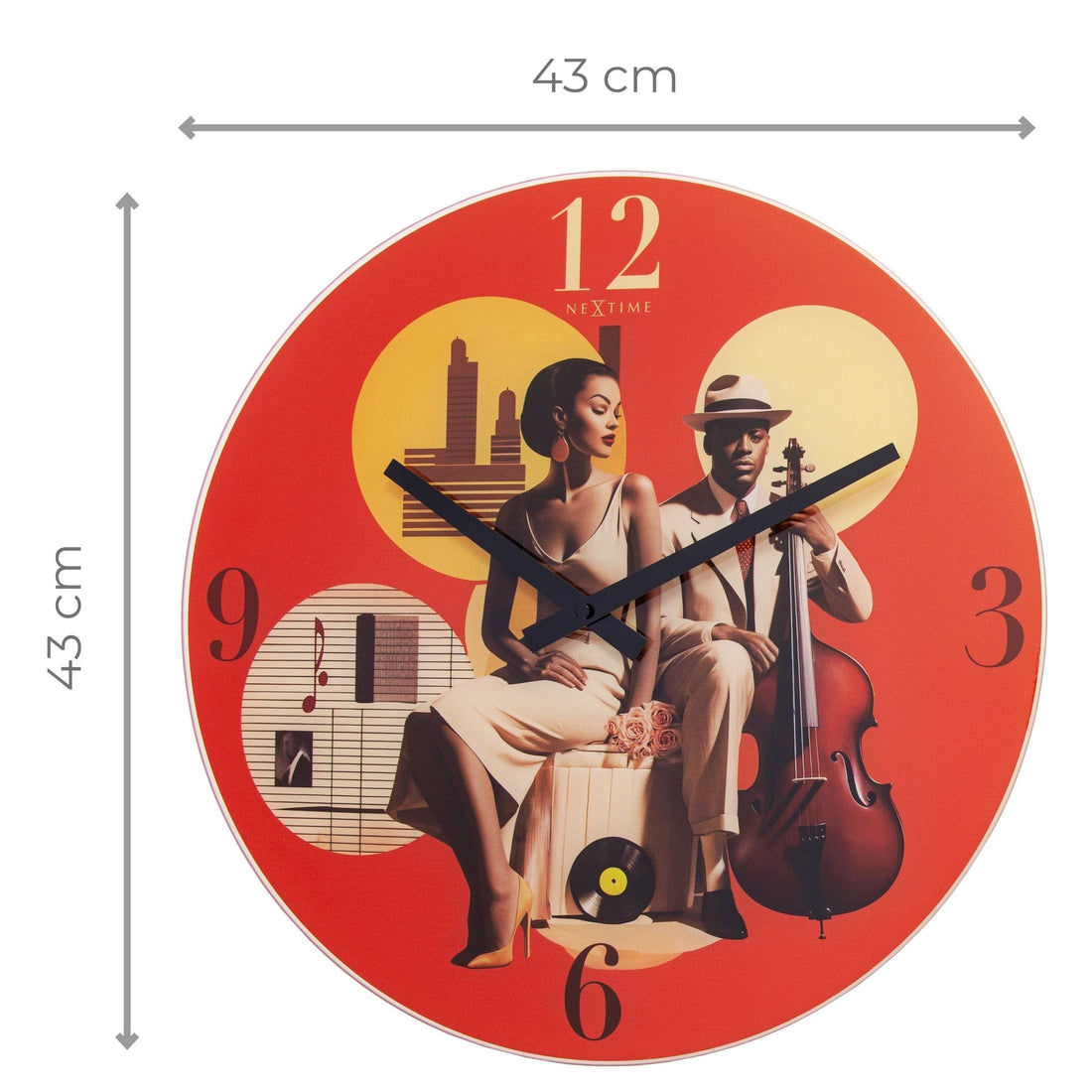 Wall clock - 43cm - Silent - Multicolour - Glass - 'Jazz' - Goat Corp