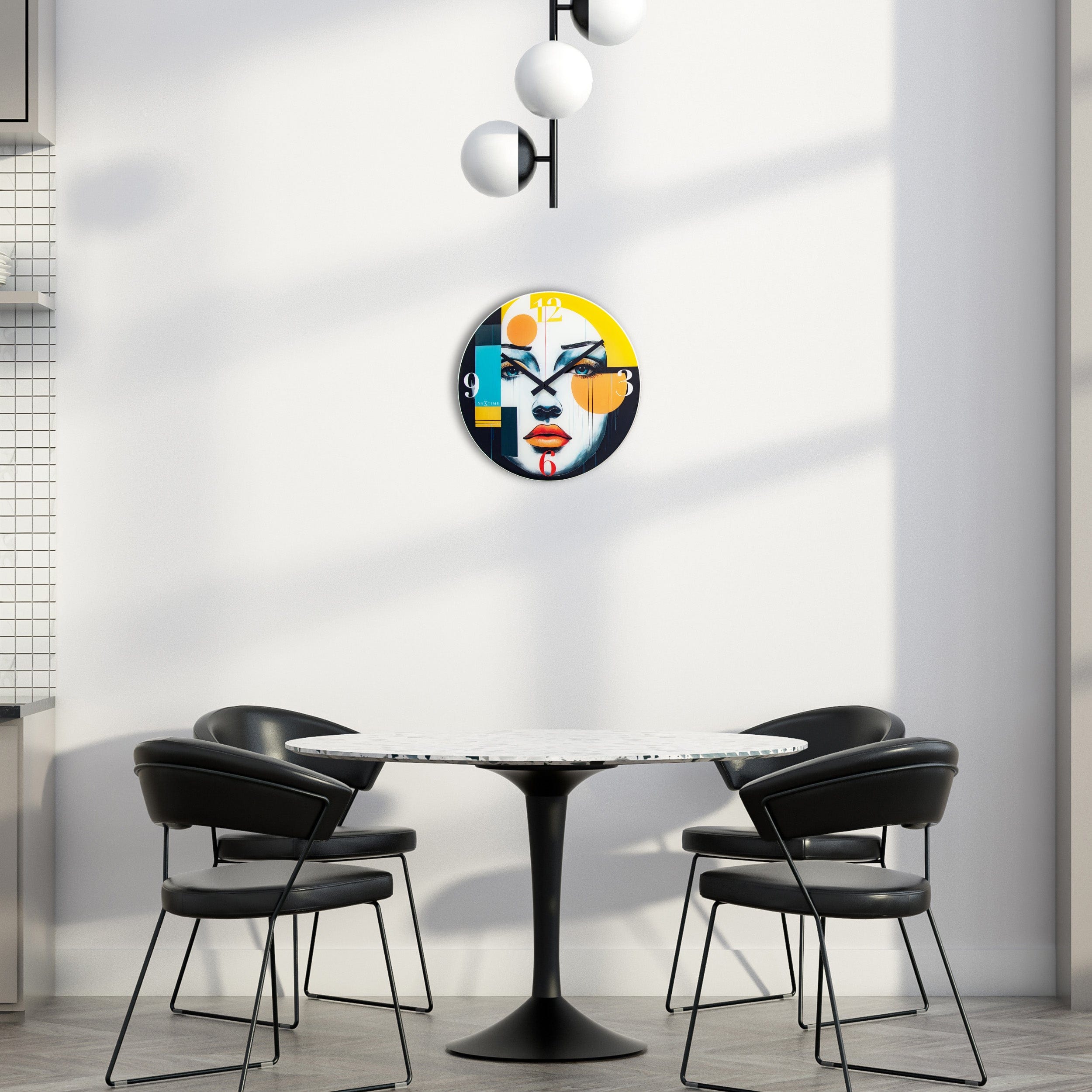 Wall clock 43cm-Silent-Multicolour-Glass-NeXtime 'Vogue' - Goat Corp