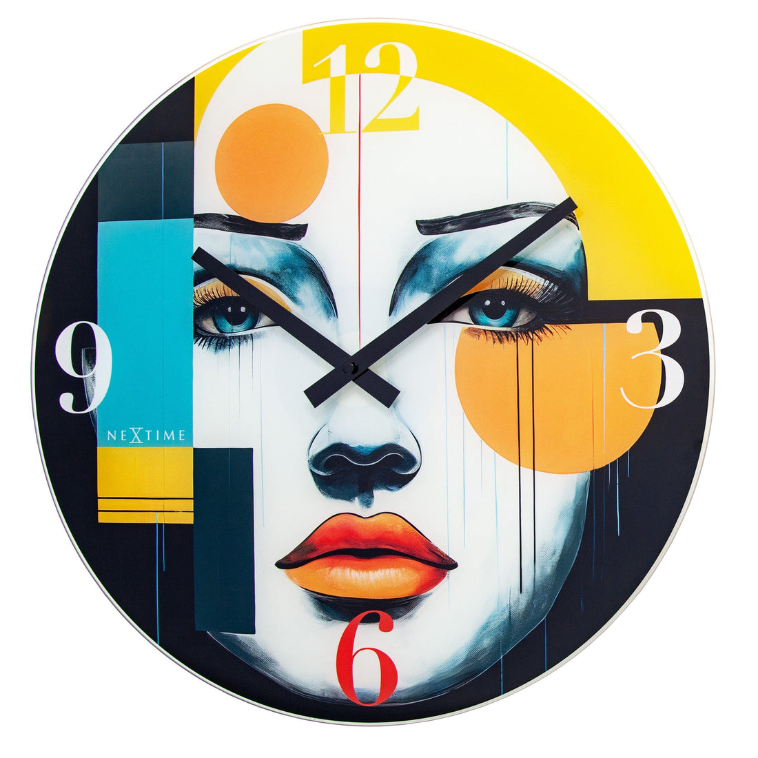 Wall clock 43cm-Silent-Multicolour-Glass-NeXtime 'Vogue' - Goat Corp