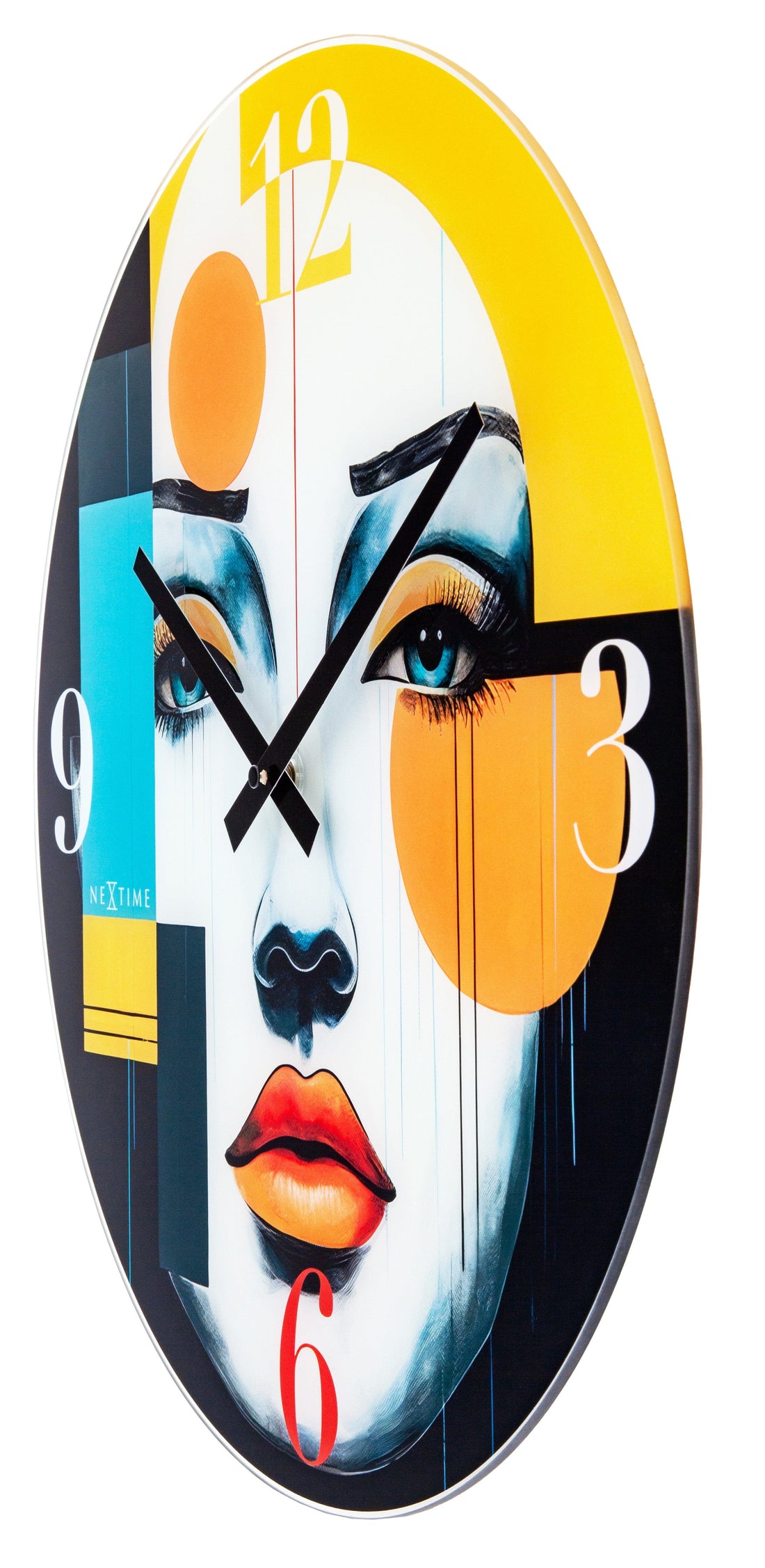 Wall clock 43cm-Silent-Multicolour-Glass-NeXtime 'Vogue' - Goat Corp