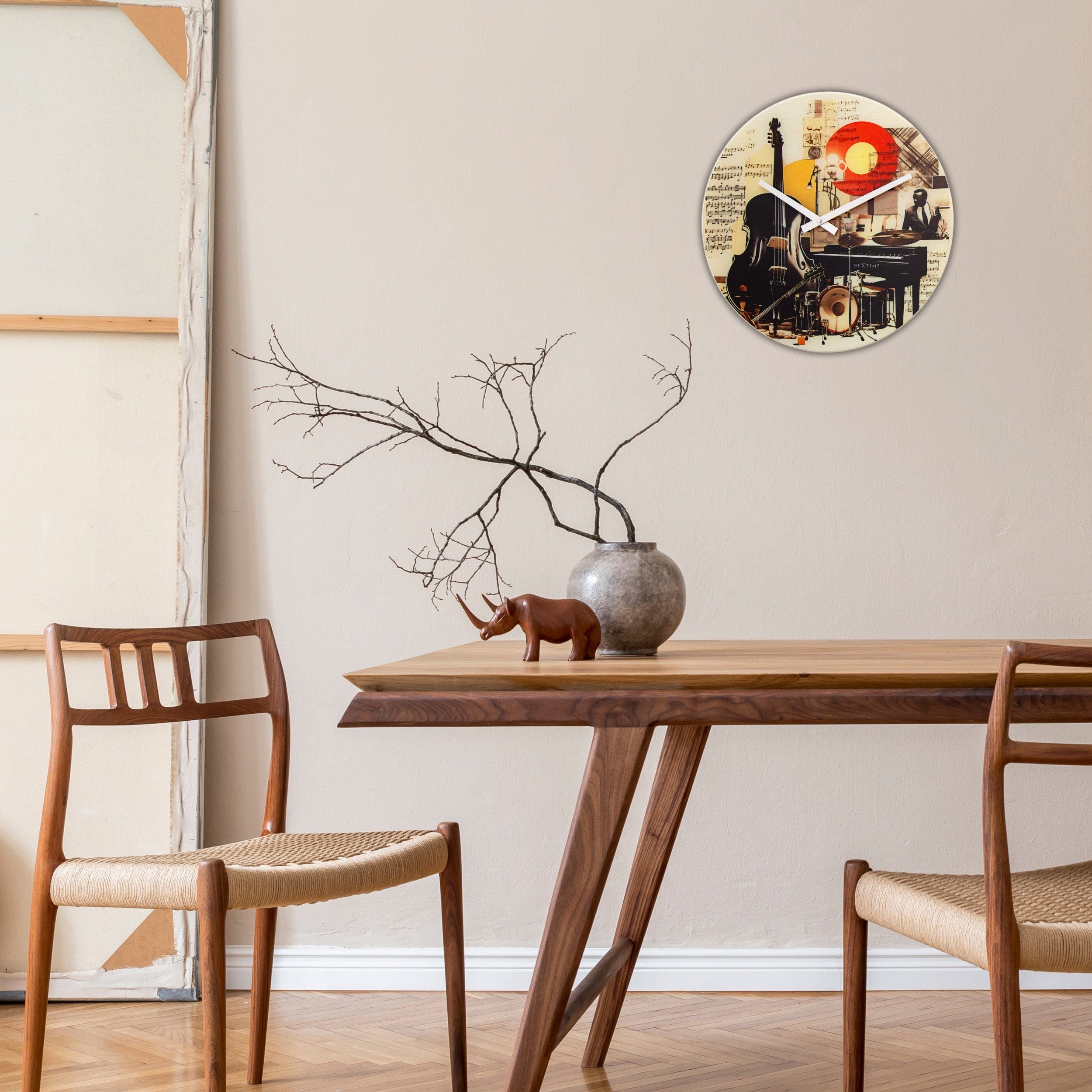 Wall clock 43cm-Silent-Multicolour-Glass-NeXtime 'Blues' - Goat Corp