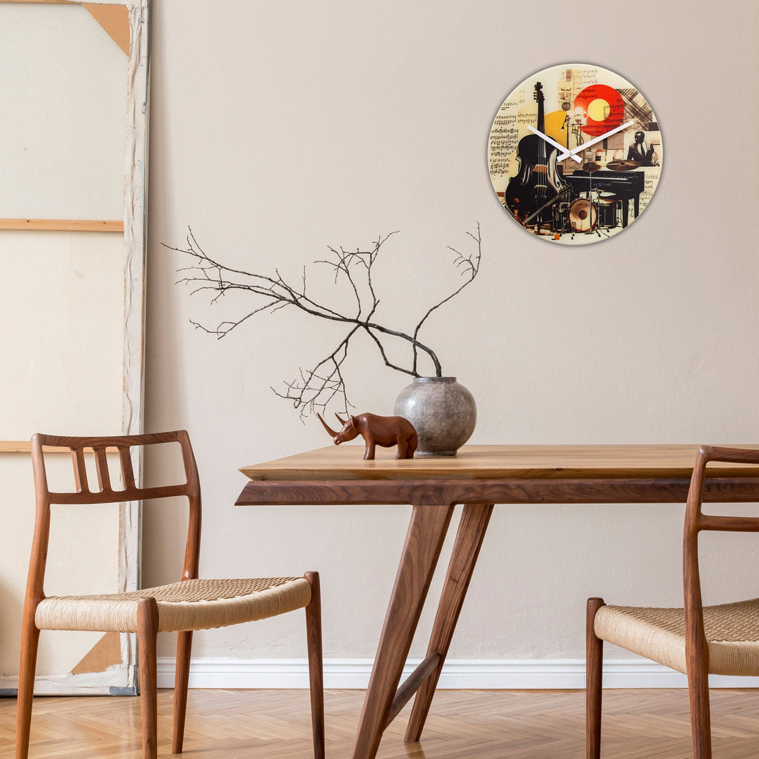 Wall clock 43cm-Silent-Multicolour-Glass-NeXtime 'Blues' - Goat Corp