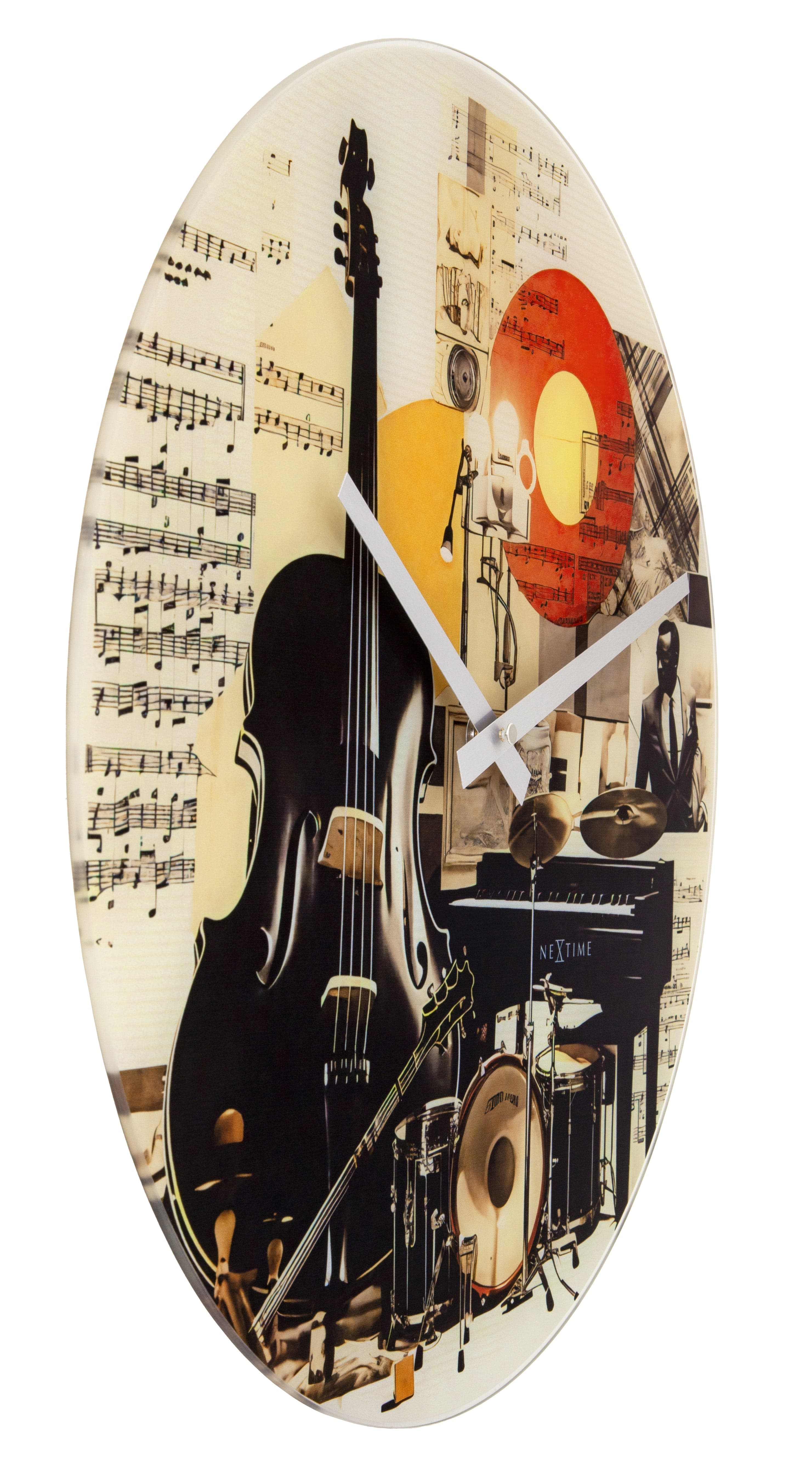 Wall clock 43cm-Silent-Multicolour-Glass-NeXtime 'Blues' - Goat Corp