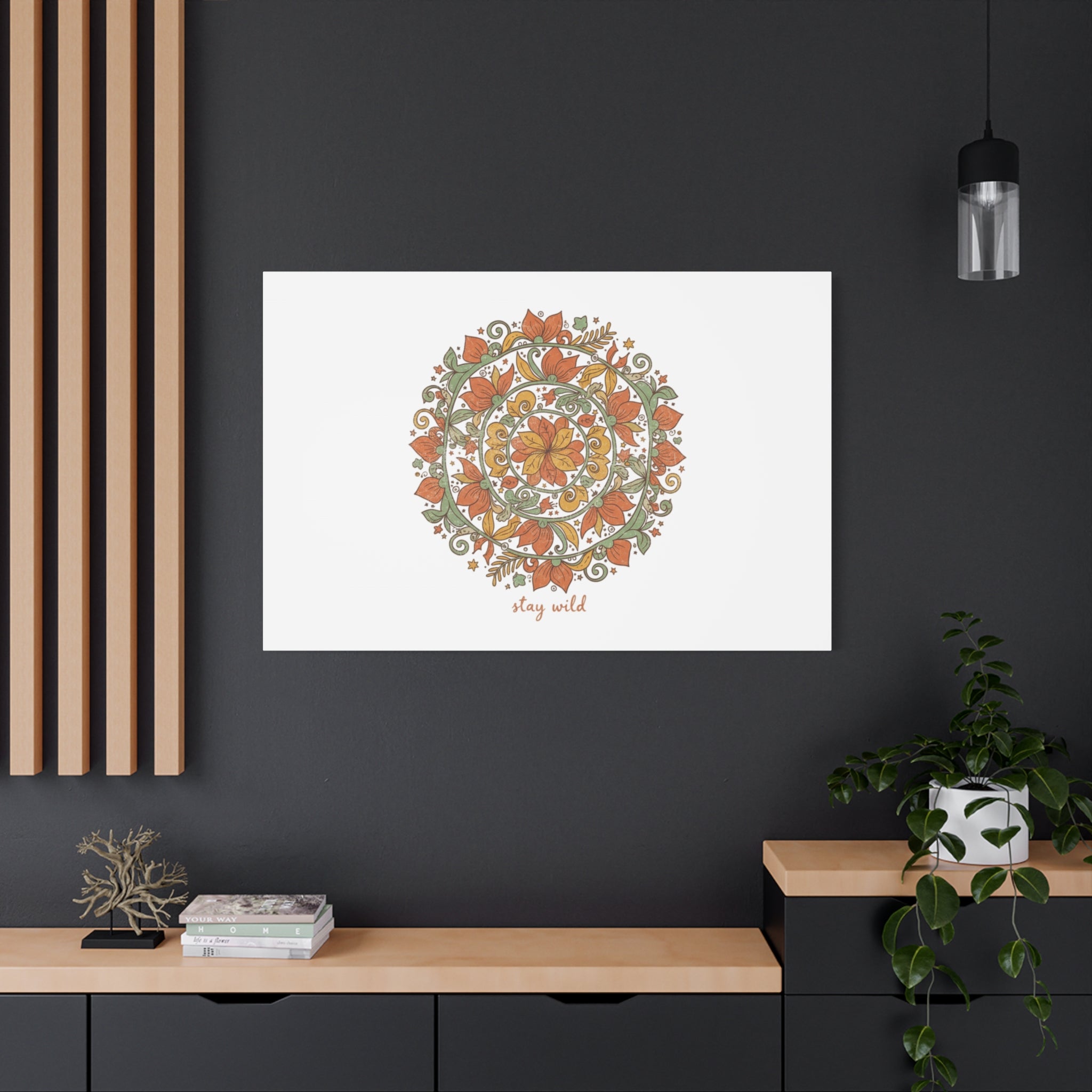 Stay Wild Mandala Canvas, Boho Paisley Wall Art | Artisanal Boho Print