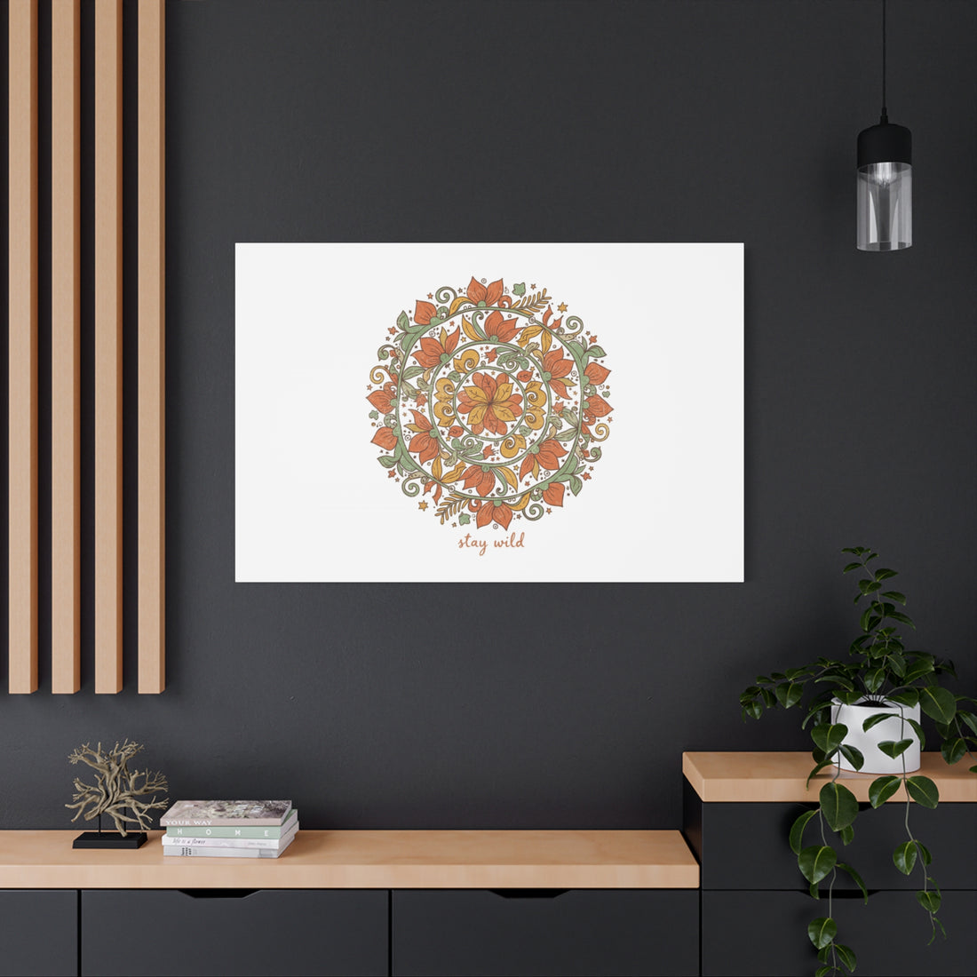 Stay Wild Mandala Canvas, Boho Paisley Wall Art | Artisanal Boho Print