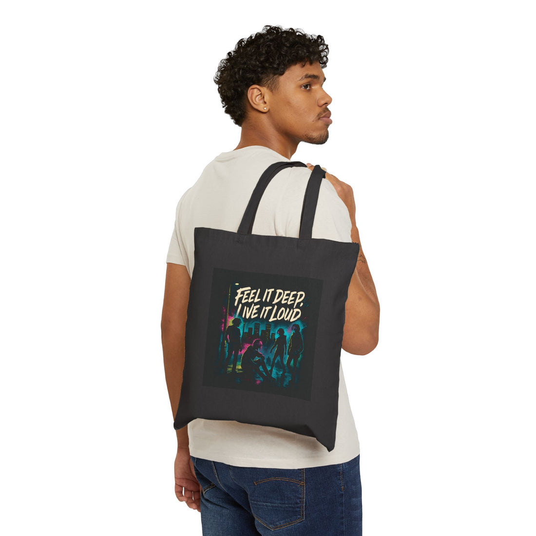 Tote Bag — “Feel It Deep, Live It Loud” Retro Concert Canvas Tote