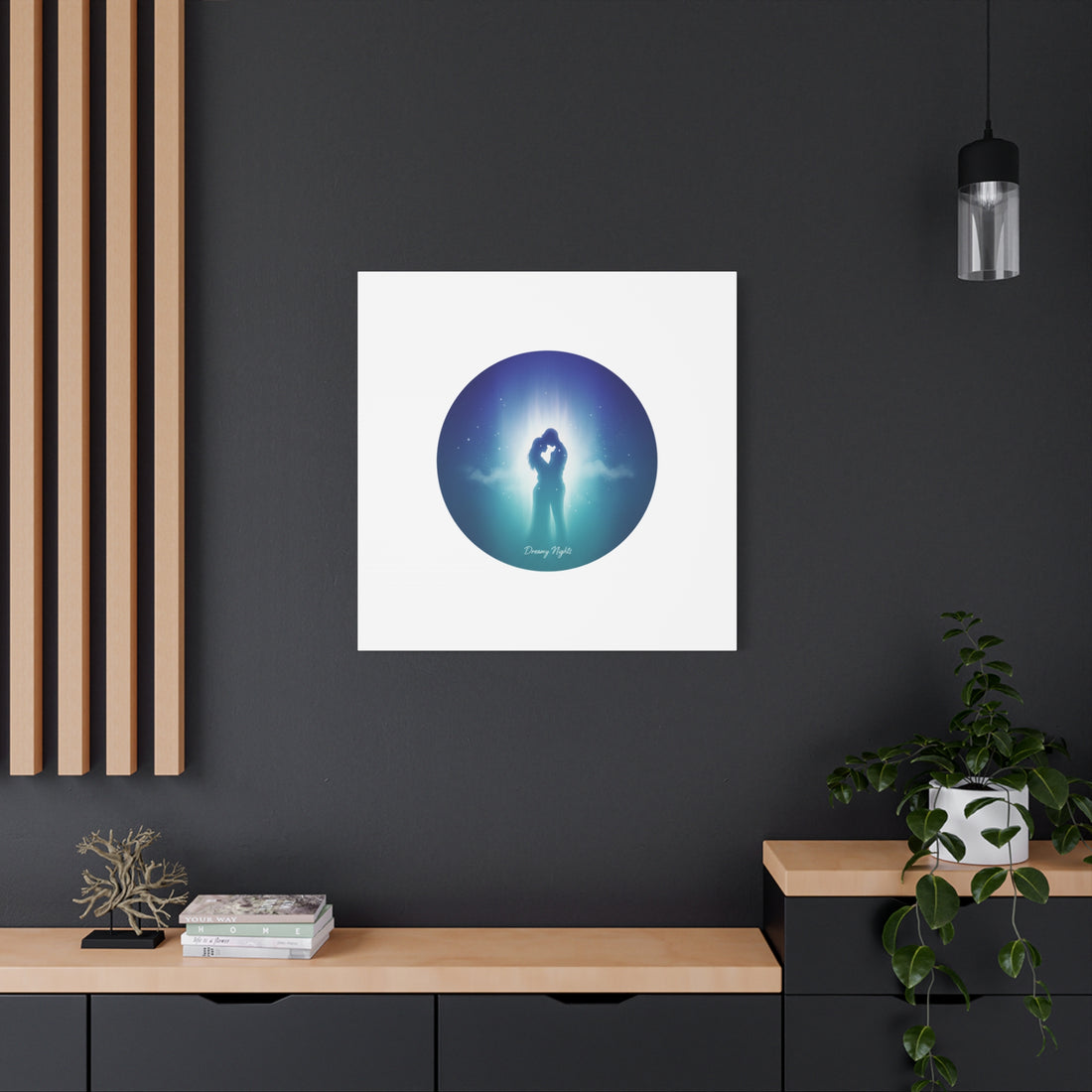 Dreamy Nightscape Canvas | Afterlight Atmospheric Print, Luminous Night Bloom