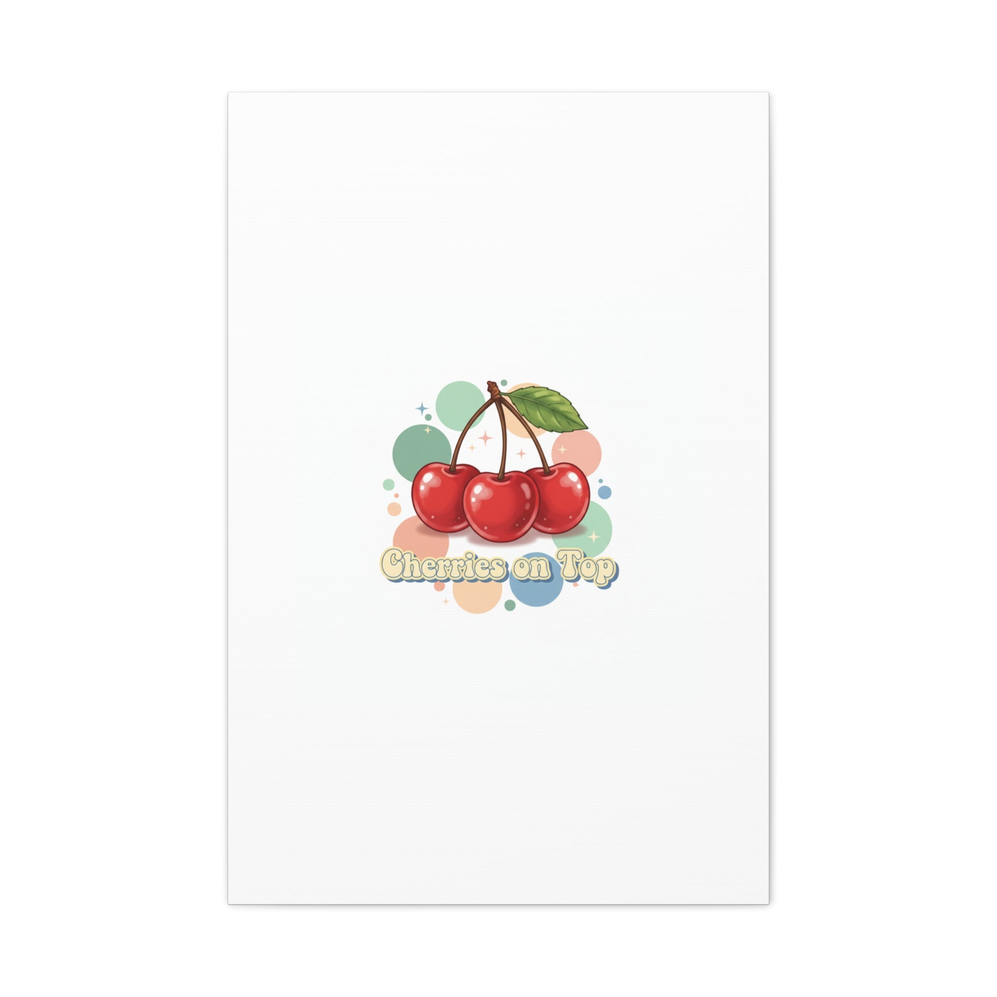 Cherries on Top Canvas | Retro Kawaii Fruit Wall Art