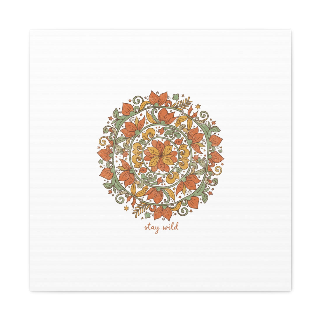 Stay Wild Mandala Canvas, Boho Paisley Wall Art | Artisanal Boho Print