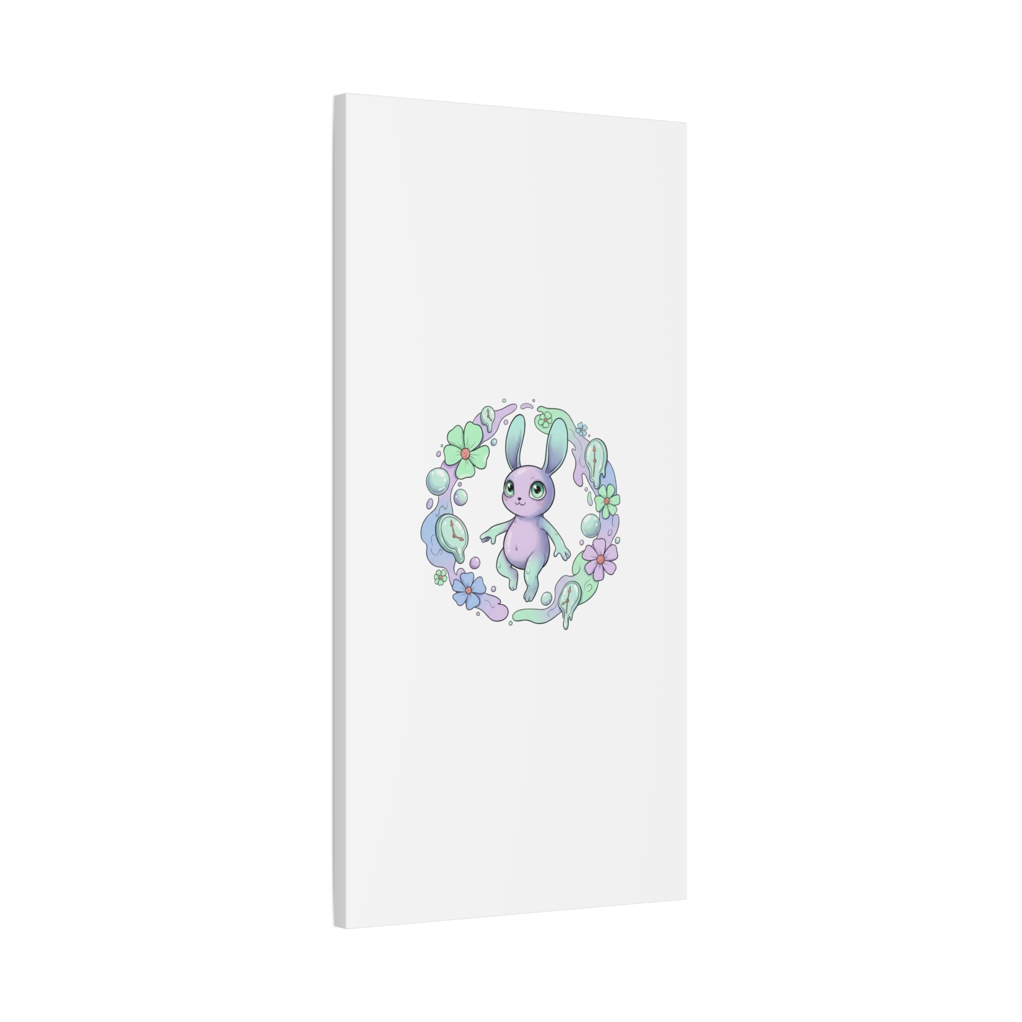 Micro-Surreal Bunny Wreath Canvas | Weirdcore Micro-Surrealism Art