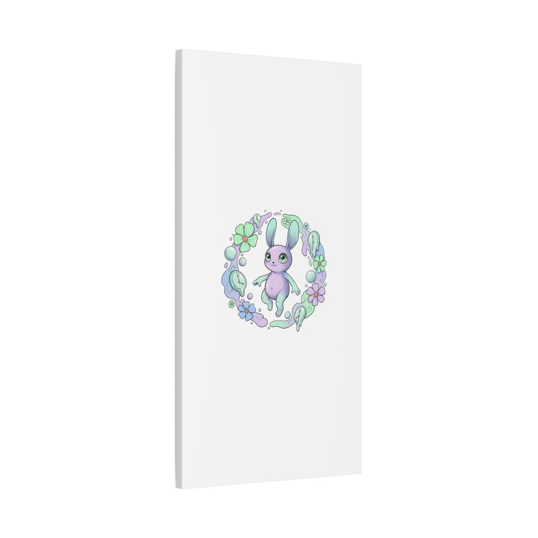 Micro-Surreal Bunny Wreath Canvas | Weirdcore Micro-Surrealism Art