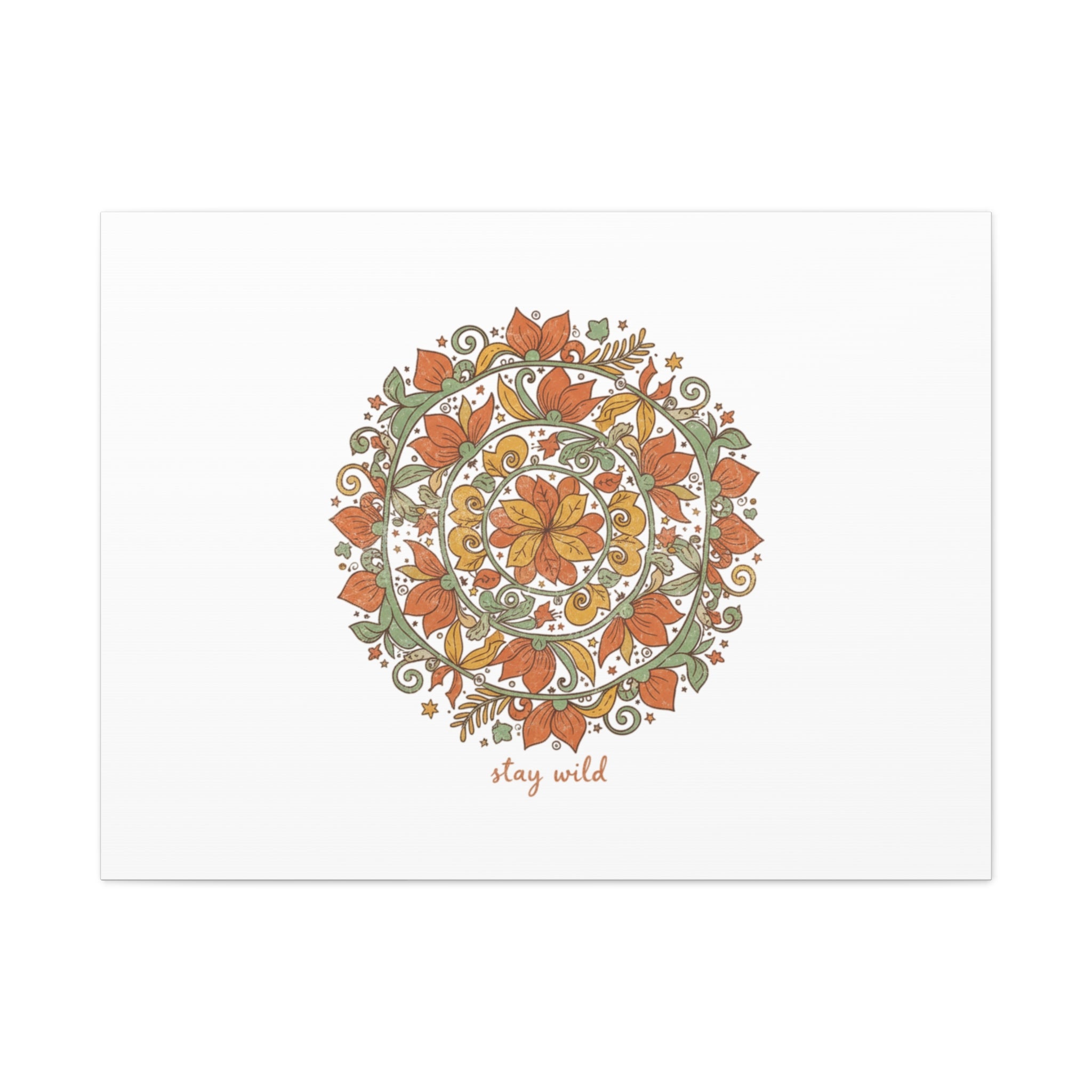 Stay Wild Mandala Canvas, Boho Paisley Wall Art | Artisanal Boho Print