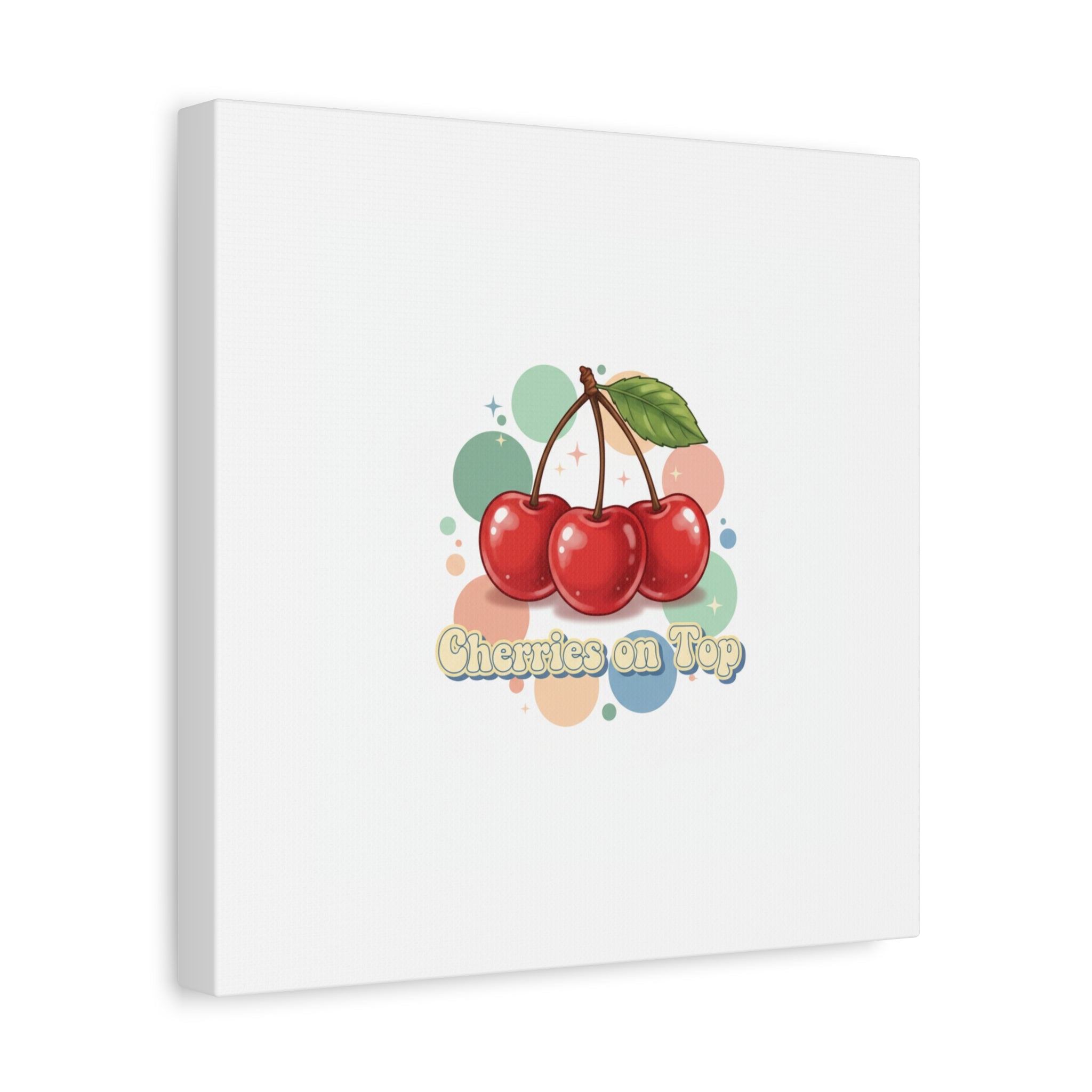 Cherries on Top Canvas | Retro Kawaii Fruit Wall Art