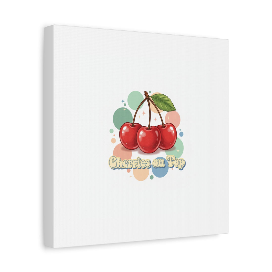 Cherries on Top Canvas | Retro Kawaii Fruit Wall Art