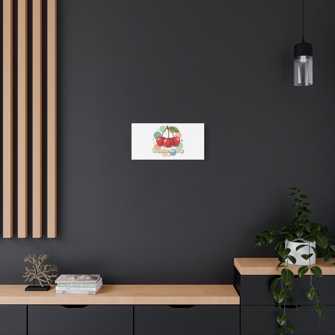 Cherries on Top Canvas | Retro Kawaii Fruit Wall Art