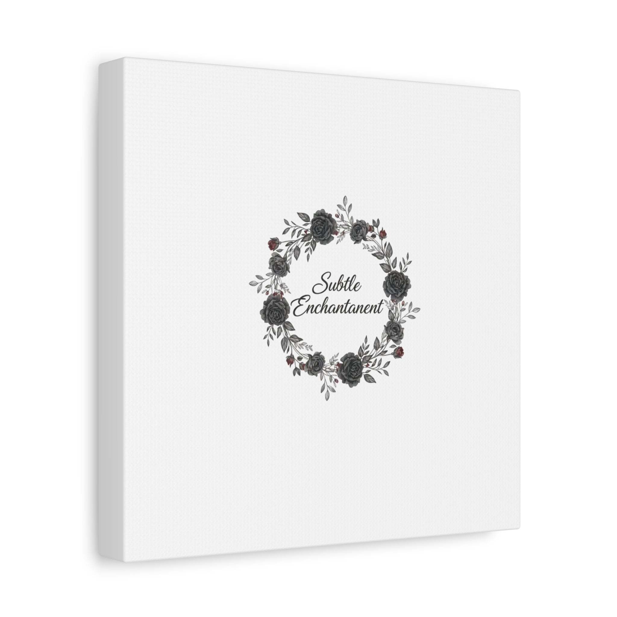 Moon Rose Wreath Canvas, Romantic Gothic Lite, Soft Goth Floral Wall Art