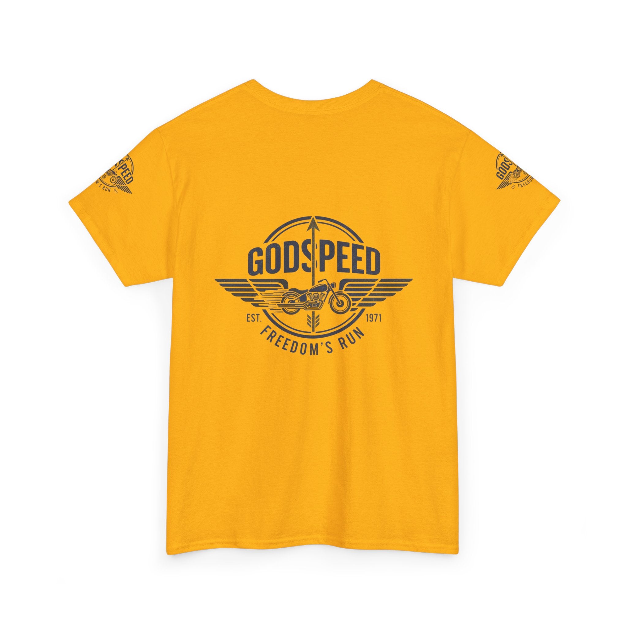 Godspeed Freedom Run Unisex Heavy Cotton Tee, Classic Graphic T-Shirt, Casual Wear, Gift for Runners, Vintage Style Apparel - Goat Corp