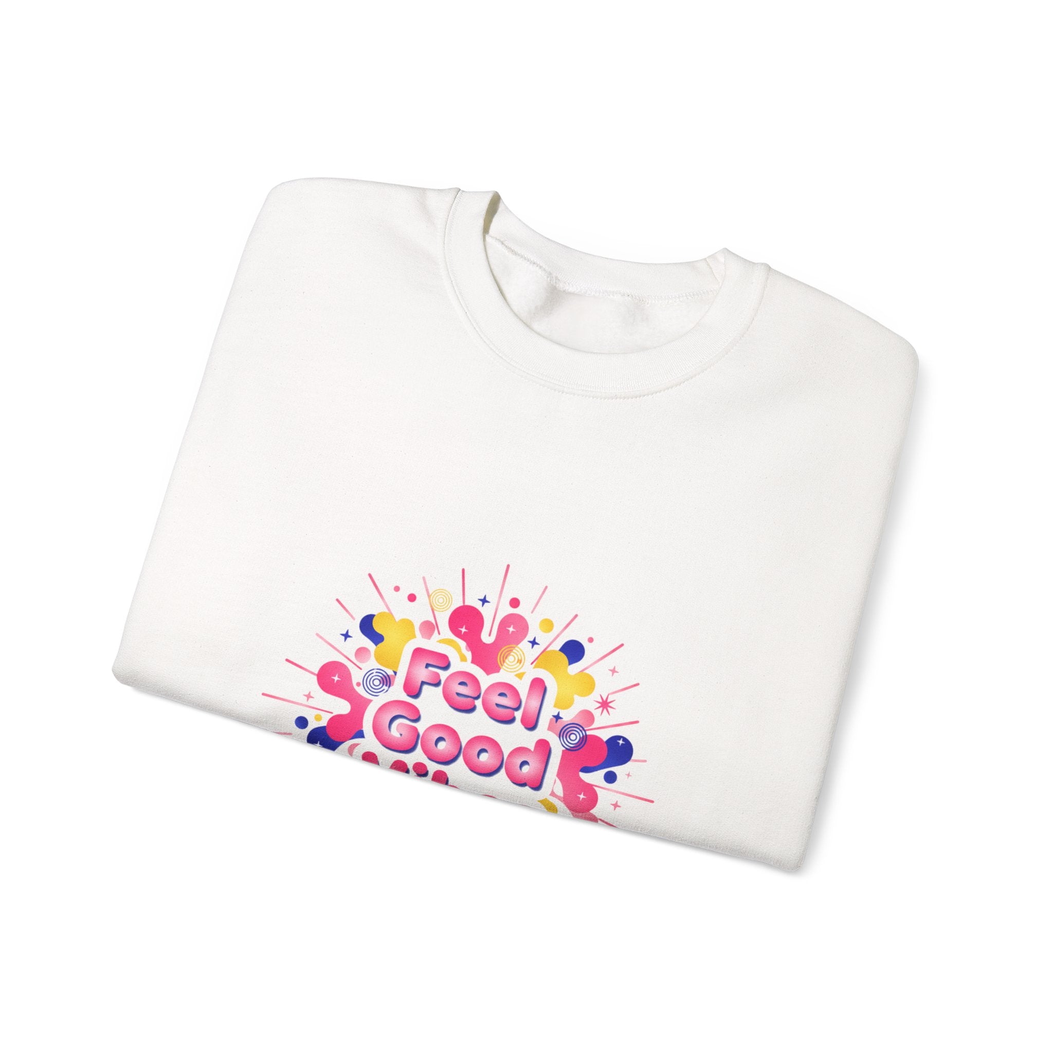 Feel Good Vibes Crewneck Sweatshirt | Dopamine Decor, Neon Gradient Squiggle Art